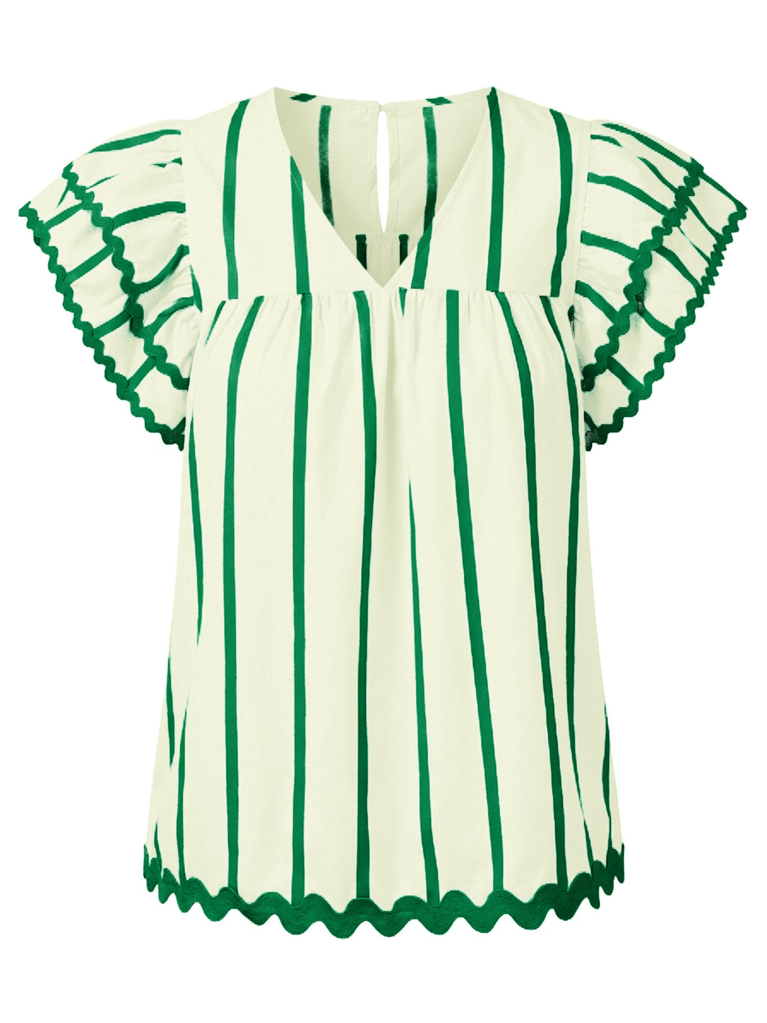 Imily Bela Blusentop Damen V-Ausschnitt Bluse mit Rüschen (Packung, 1-tlg., 1per-Pack) Schultern überlappend – Bild 5 von 5