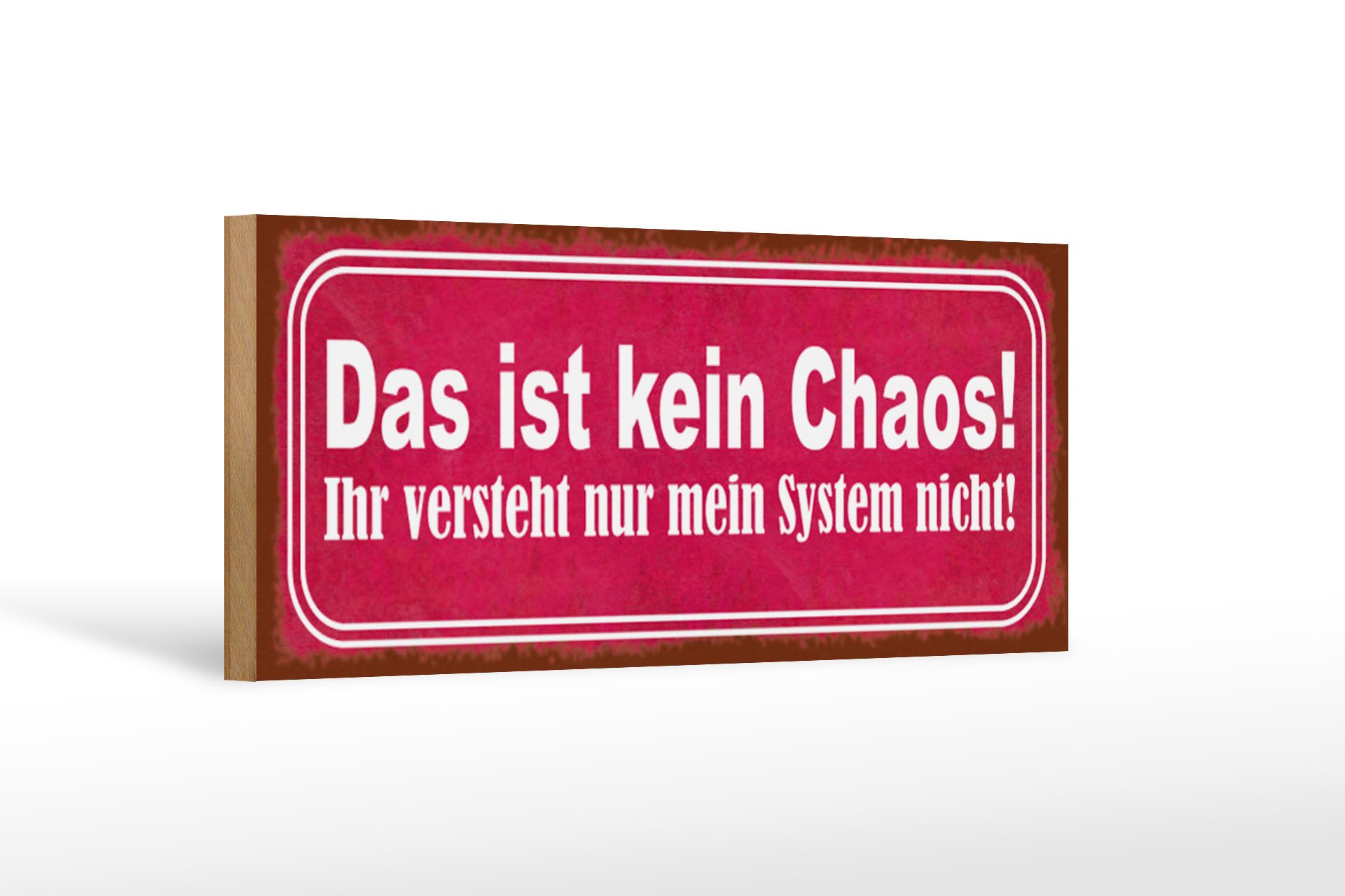 Holzbild Spruch 27x10cm das ist kein Chaos nur System