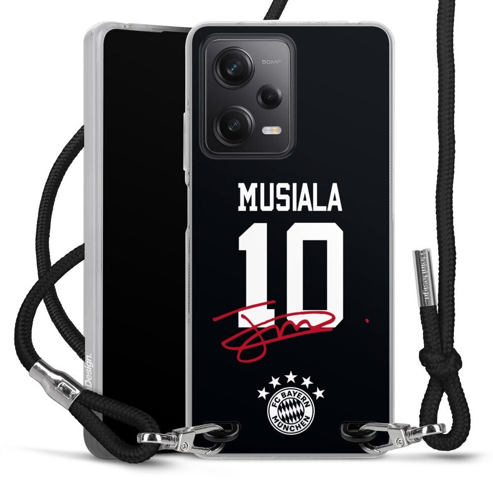 DeinDesign Handyhülle FC Bayern München Jamal Musiala FCB Musiala 10, Xiaomi Redmi Note 12 Pro 5G Handykette Hülle mit Band Cover mit Kette