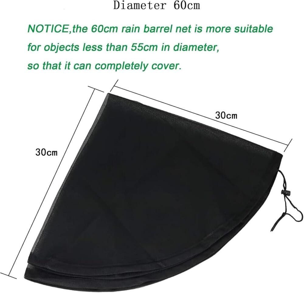 FELIXLEO Regentonnenfüllautomat Regentonnen Netz Abdeckung Verstellbar mit Zugkordel 55 cm