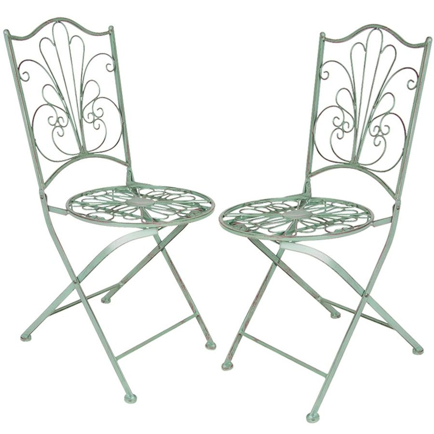 Klapptisch antik Metall Sitzgarnitur Klappstühle BURI grün Gartentisch Sitzgruppe