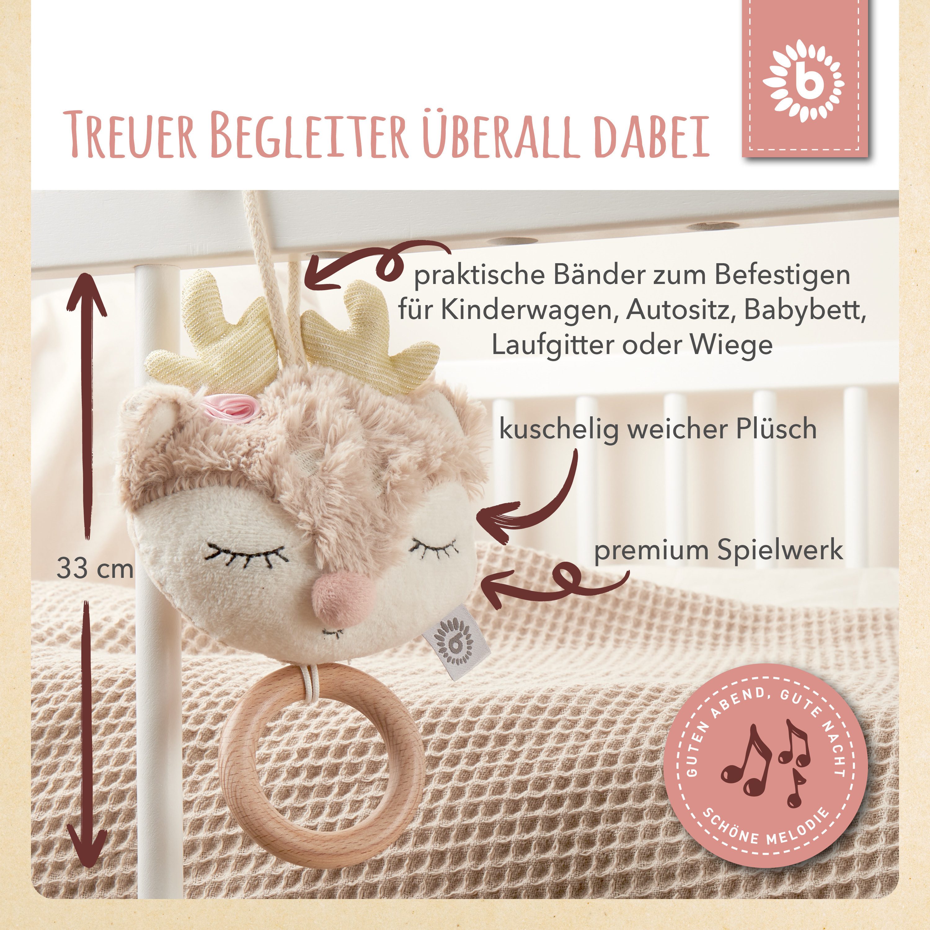 BIECO Spieluhr Bieco Spieluhr Schnuffeltuch Baby Mädchen Reh