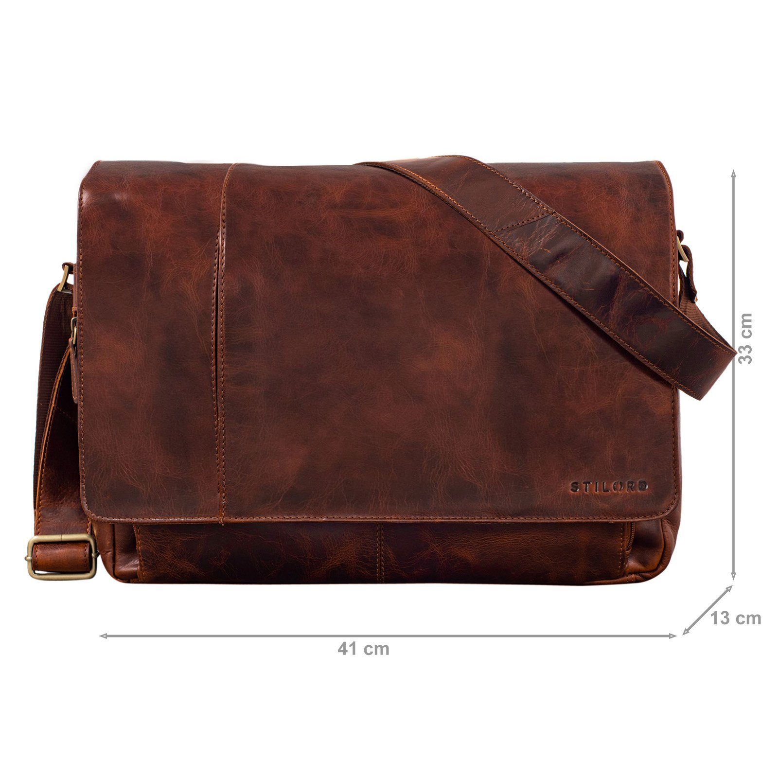 STILORD Laptoptasche "Elias" Echtleder Herren Umhängetasche 15,6 Zoll Businesstasche Leder