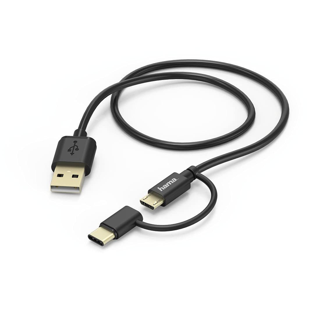 2in1 Micro-USB-Kabel mit USB Type-C-Adapter, 1 m, Schwarz X-Link Lade-und Datenkabel