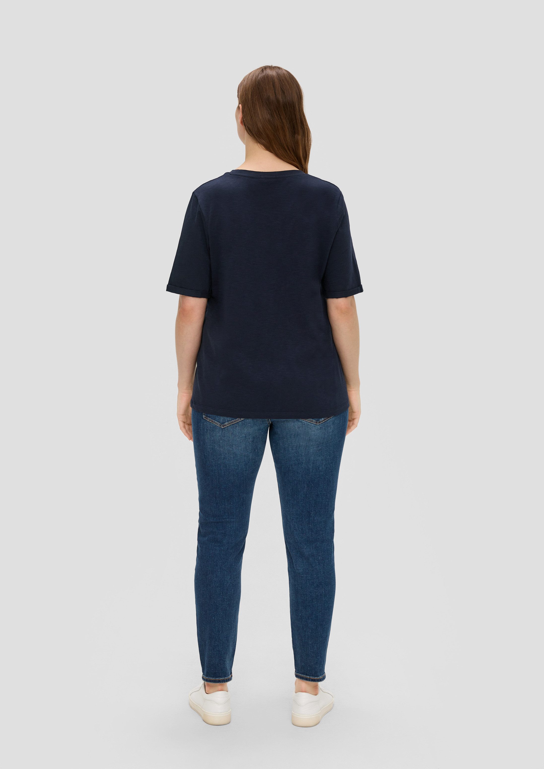 s.Oliver Kurzarmshirt T-Shirt T-Shirt mit Umschlag am Ärmel
