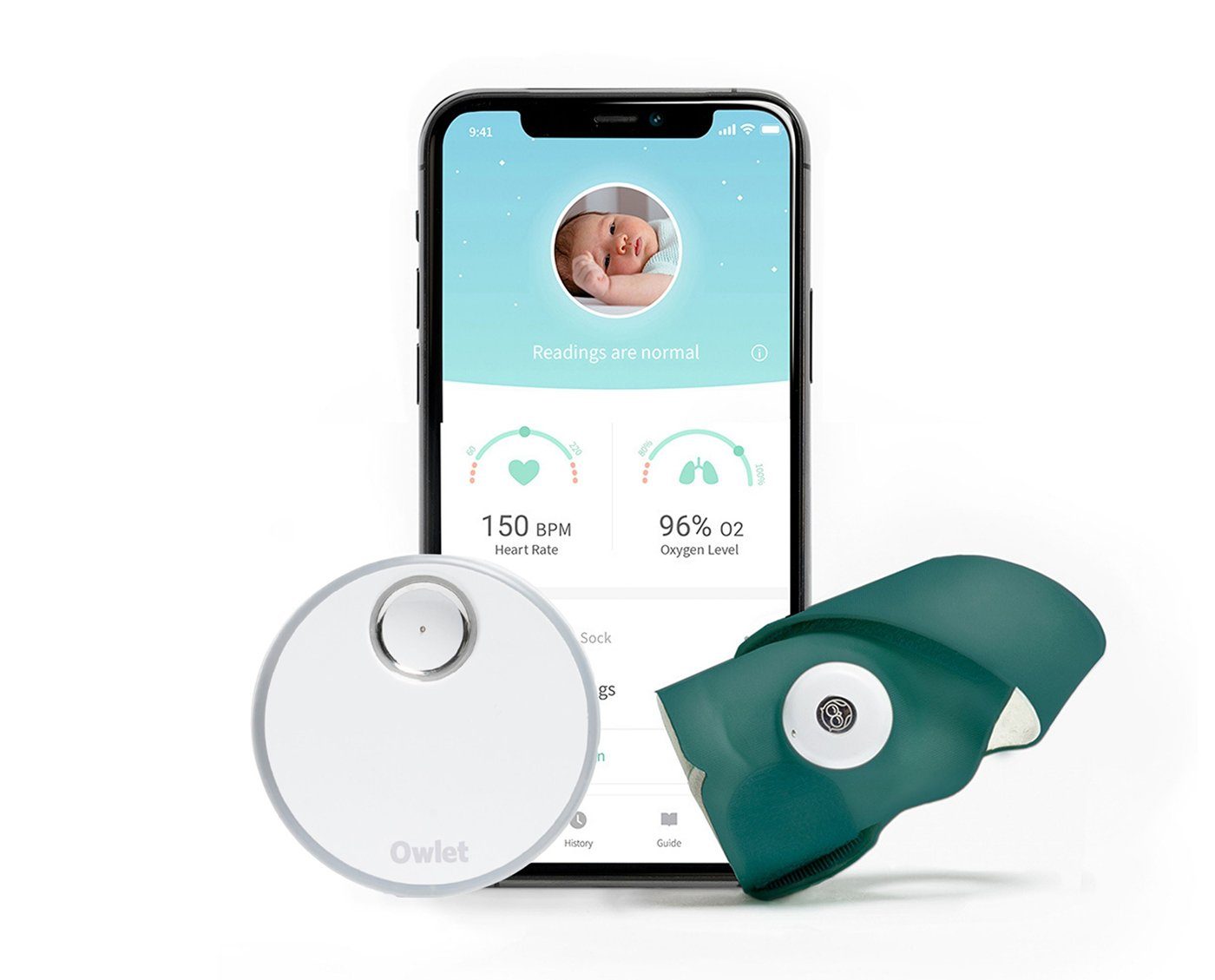 und Tiefseegrün Owlet Babyphone, Care Sock, Smart Baby Sauerstoffmessung Puls- - 3 DE Sock Smart