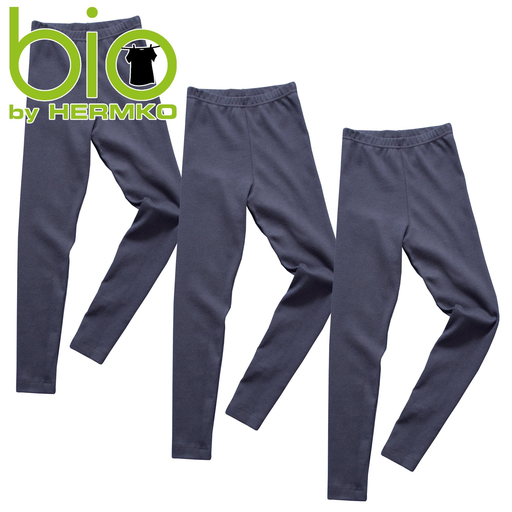 HERMKO Leggings 2720 (Pack, 3er) Kinder Legging, 100 % Bio-Baumwolle, Gummibund, Jungen, Mädchen