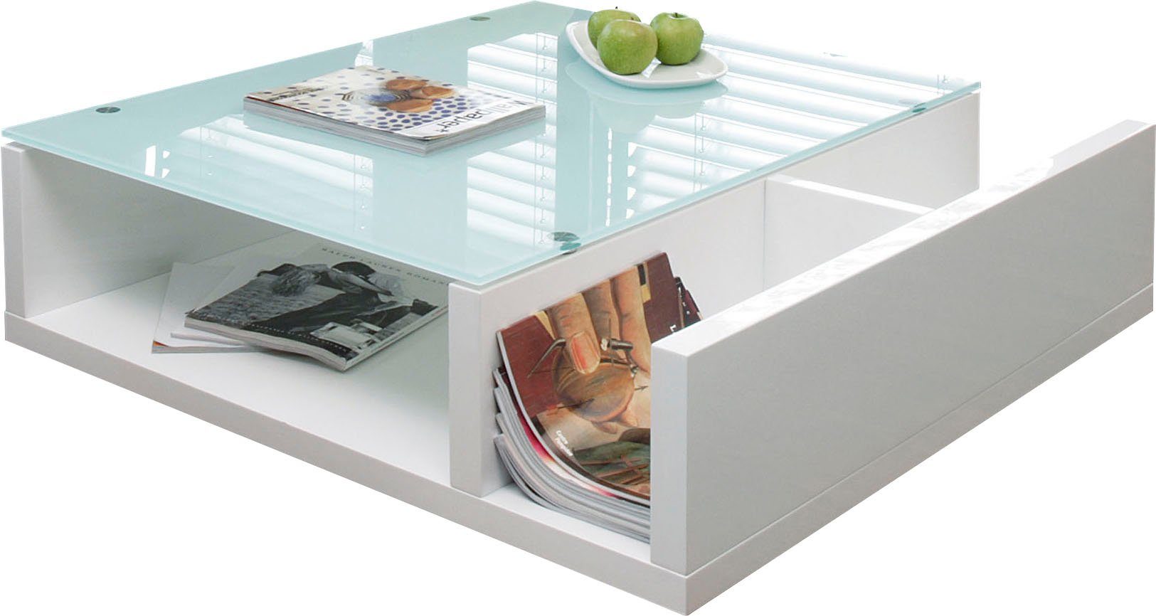 SalesFever Couchtisch Wohnzimmer-Tisch im skandinavischen Stil, Praktisch mit seitlichem Magazinfach