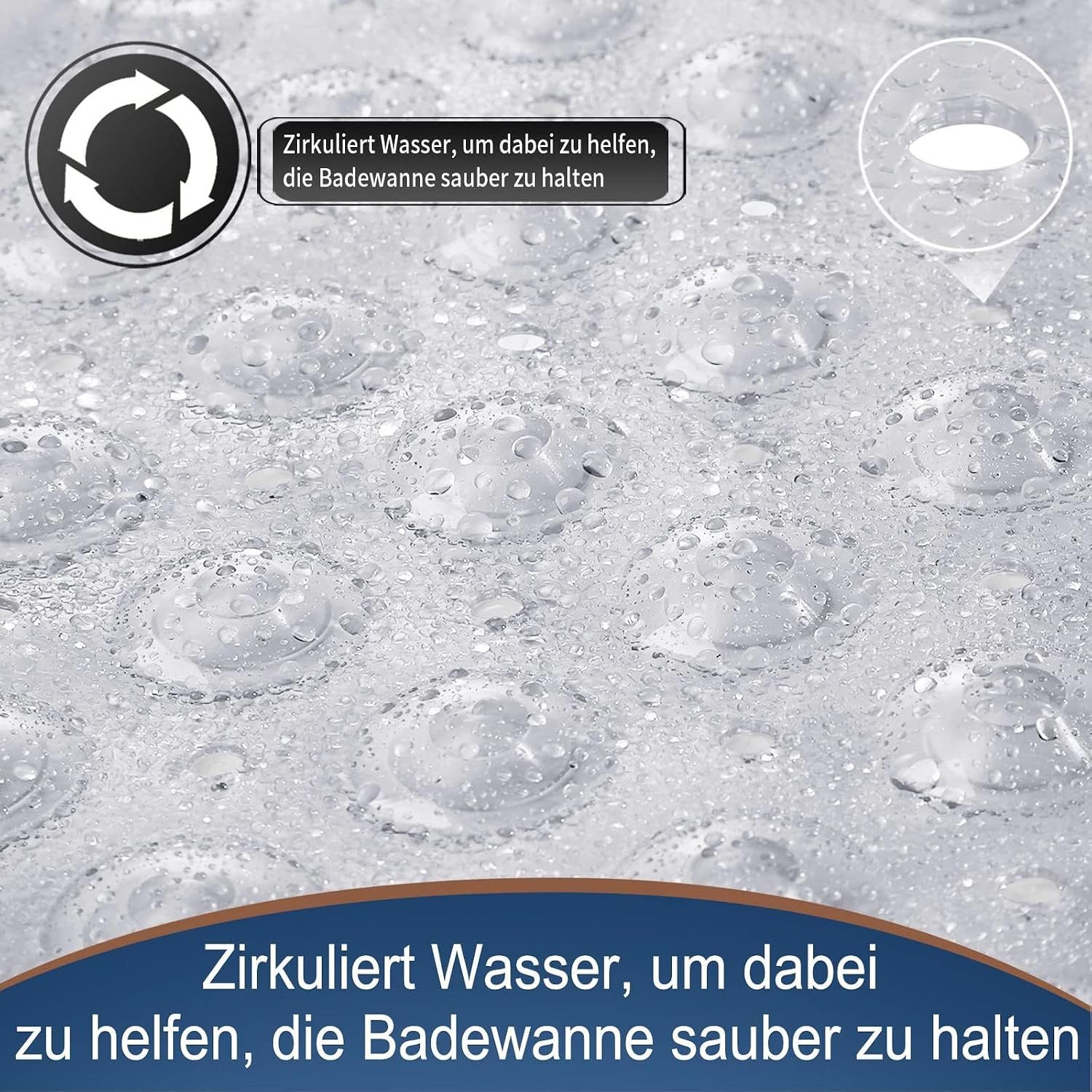 ibettertec Badematte Badewannenmatte rutschfest, BPA Frei Antirutschmatte, 100 x 40 cm, Extra Lang Duschmatte Schnelltrocknend & Maschinenwaschbar Schimmelresis – Bild 3 von 5