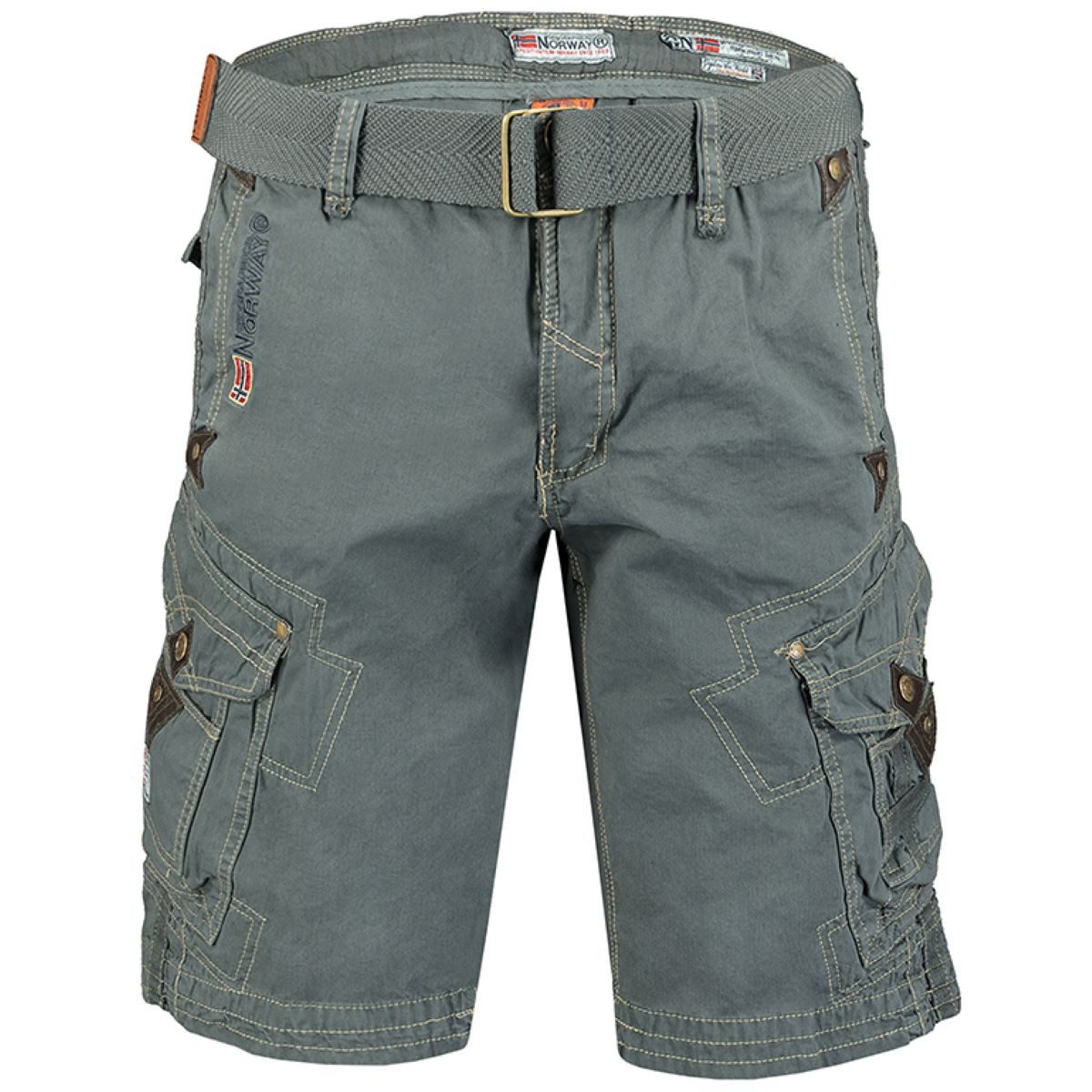 Geographical Norway Cargoshorts Herren kurze Hose BRPEANUT Blau (Packung, 1-tlg) Mit Gürtel