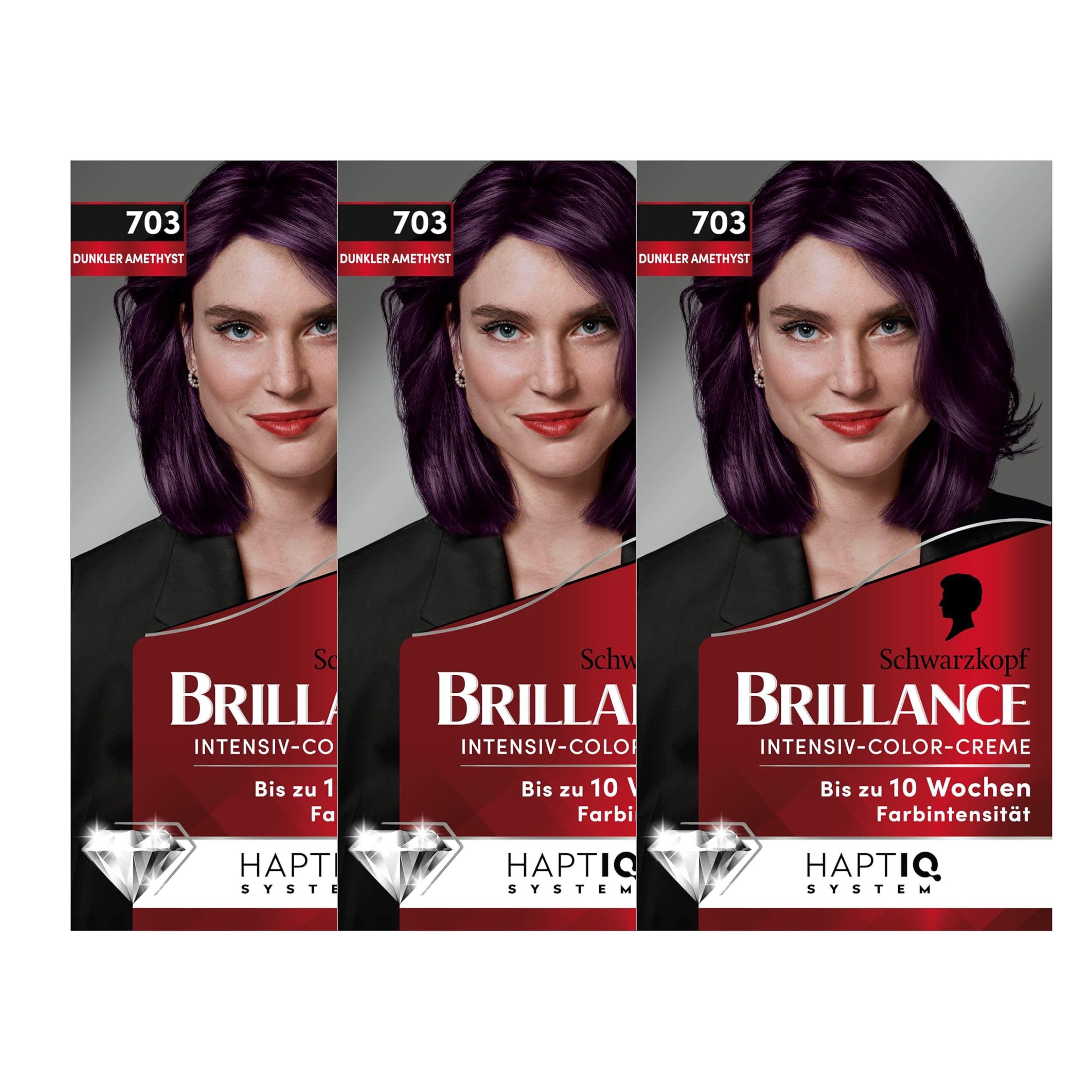 Schwarzkopf & Henkel GmbH Haarfarbe Brillance Intensiv-Color-Creme 703 Dunkler Amethyst, Sparset, 3-tlg.
