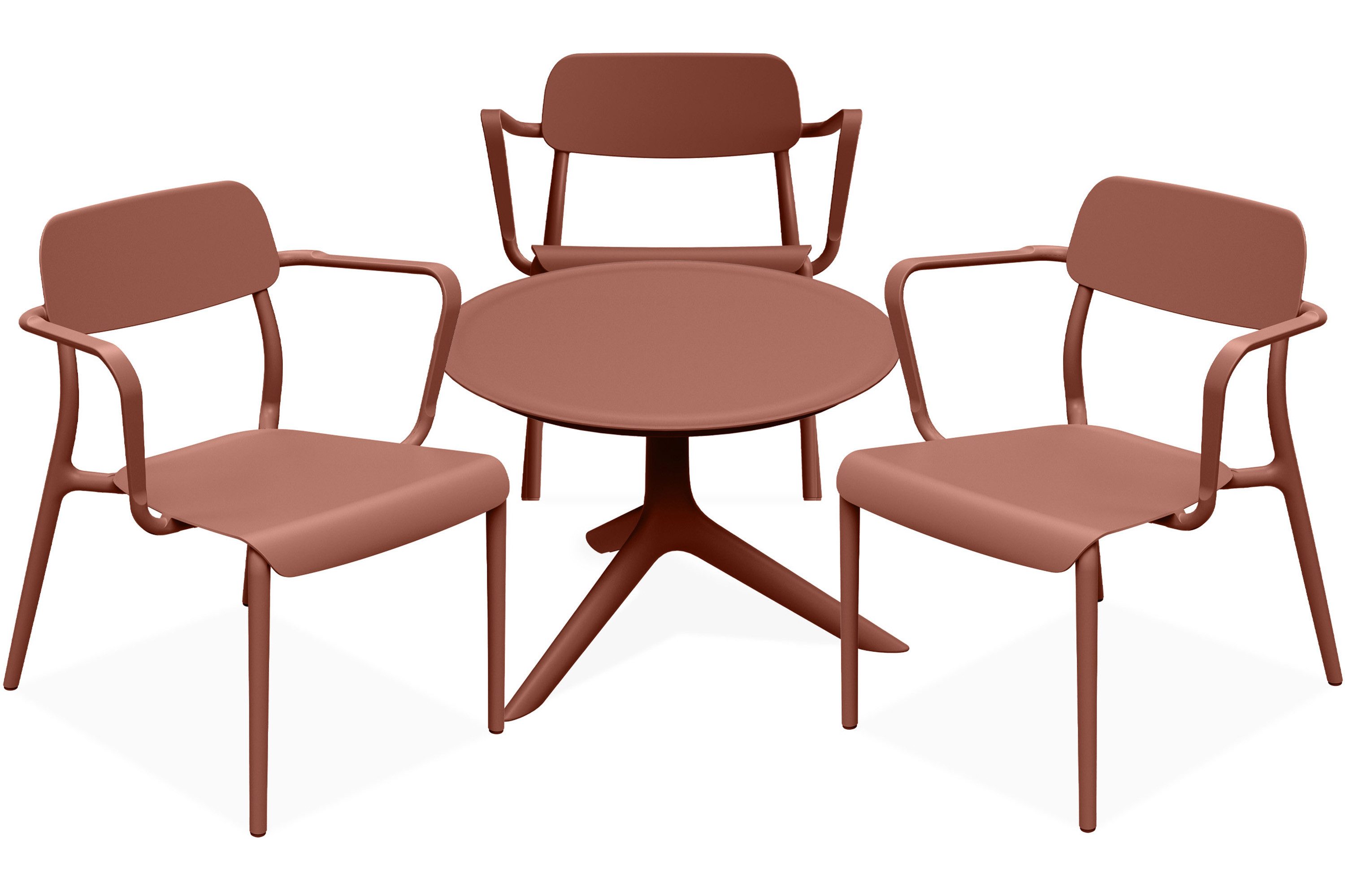 KONSIMO® Garten-Essgruppe GALIO Sitzgruppe, Gartenmöbel-Set, hergestellt in der EU, Armlehnen, (aus hochwertigem Kunststoff, 4-tlg., 3x Stühle, 1x Tisch), stapelbar, witterungsbeständiges Material, Gartengarnitur, Modern