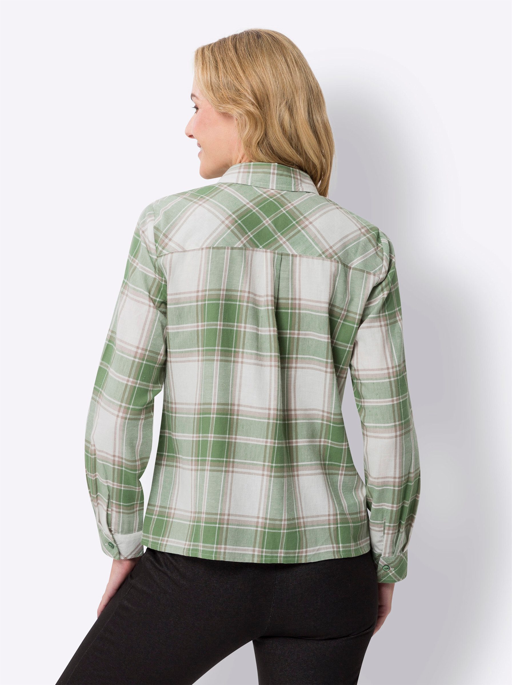 Sieh an! Klassische Bluse Flanell-Bluse Langarm
