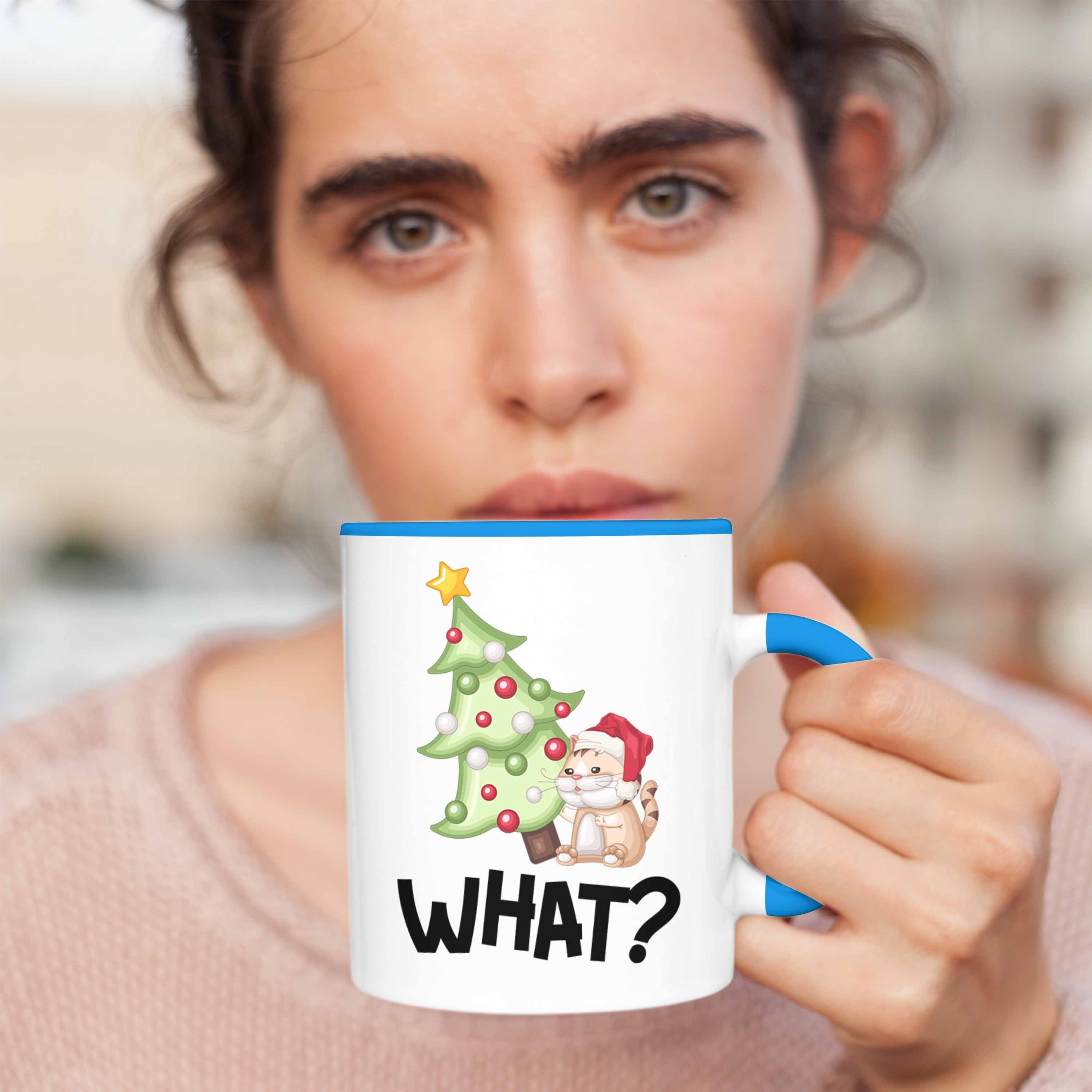 W Lustige Katzen Blau Trendation Tasse Tasse für Weihnachten Grafik Katzen-Besitzer Geschenk