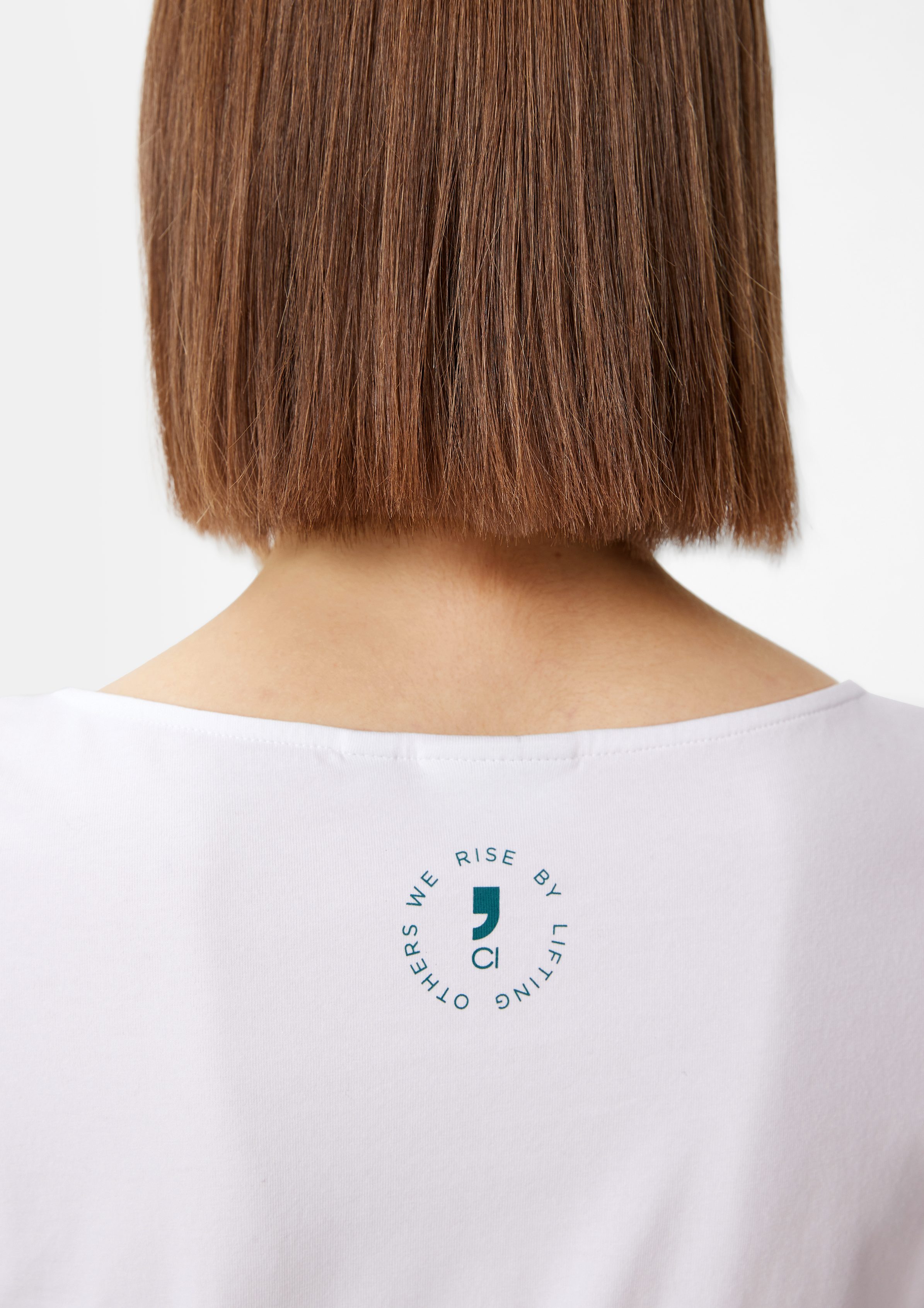 comma casual identity 3/4-Arm-Shirt mit Logo 3/4-Ärmeln weiß Shirt