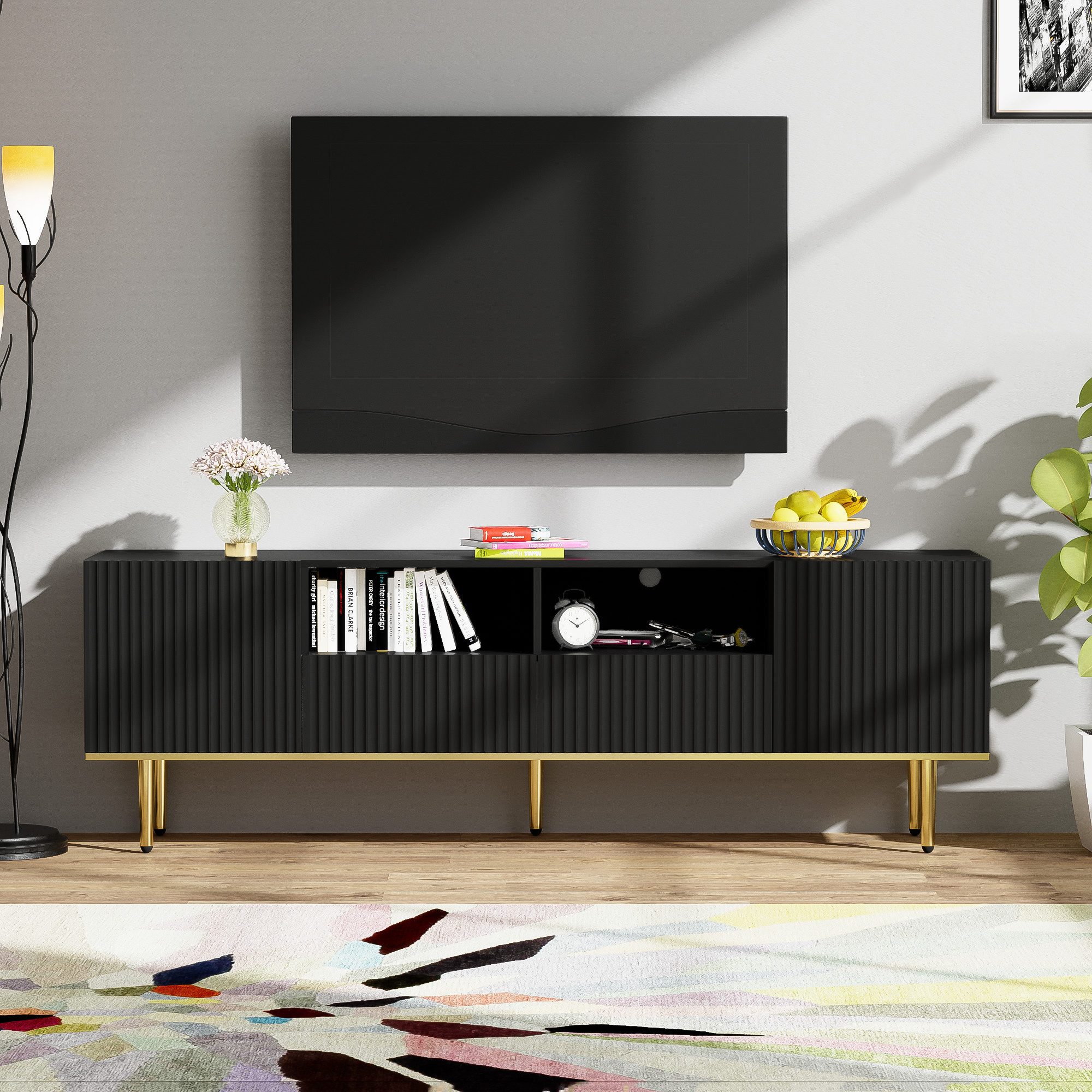 MODFU Lowboard TV-Schrank (TV-Möbel, 2Einlegeböden, 2 günstig online kaufen