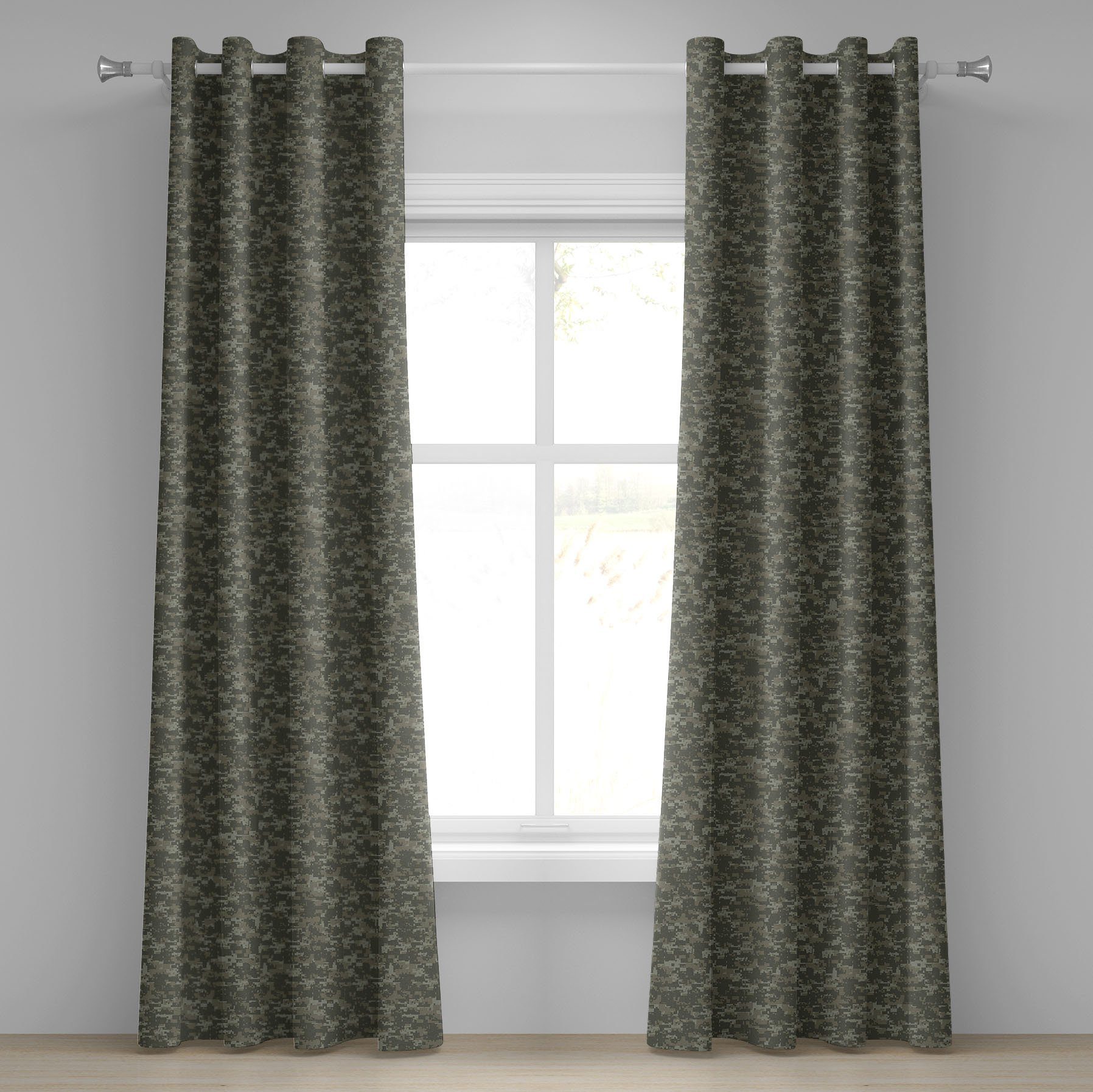 Gardine Dekorative 2-Panel-Fenstervorhänge für Schlafzimmer Wohnzimmer, Abakuhaus, Tarnen Dark Forest Conceal