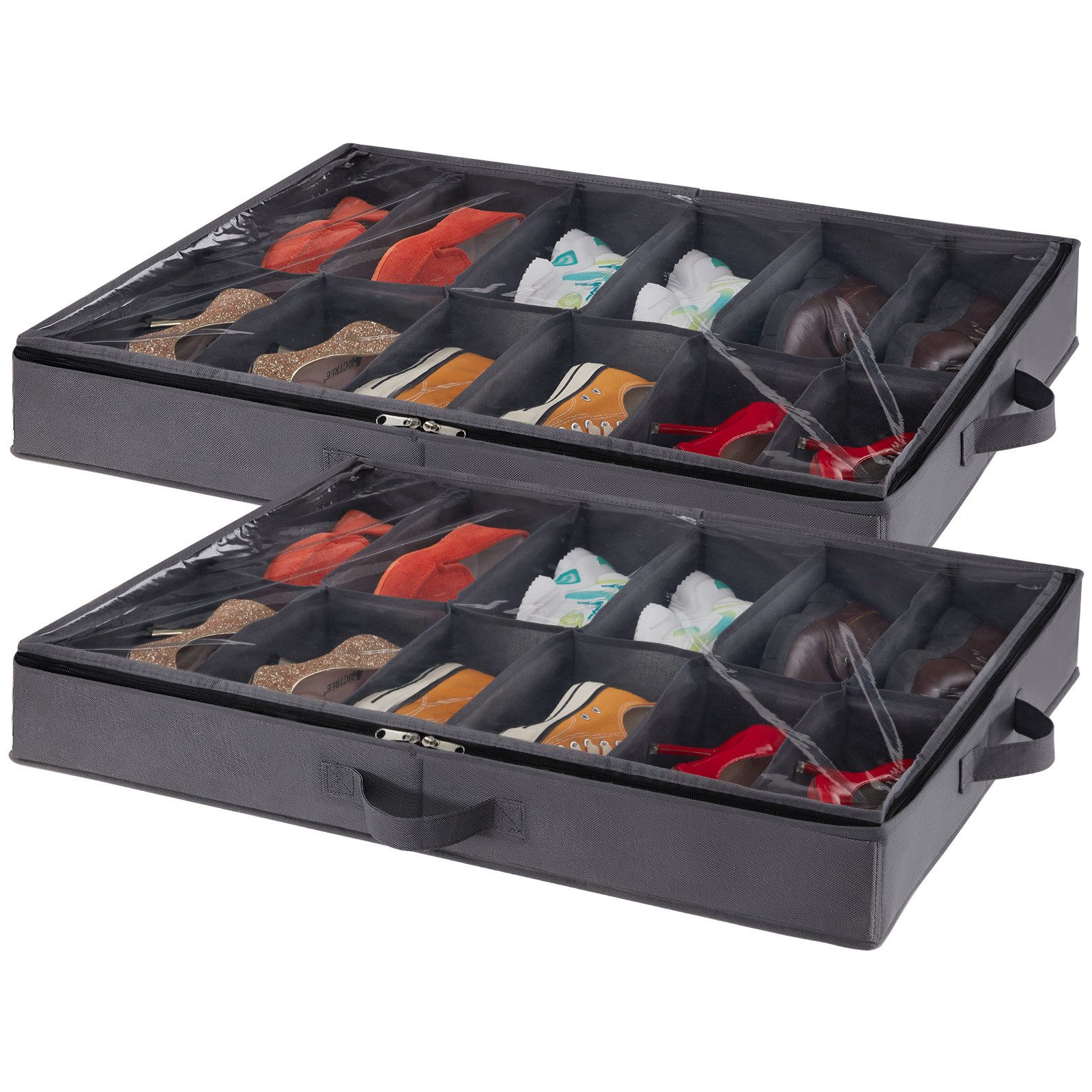 Lifewit Unterbettkommode 2 Stück Unterbettkommode für Schuhe, Faltbare Schuhorganizer, 12 Paar (2 St)