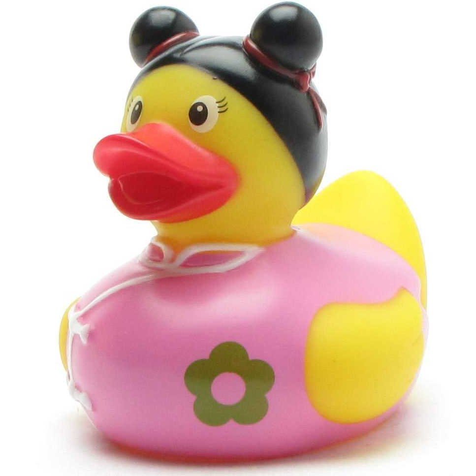 Duckshop Badespielzeug Badeente Chinesin mit Blume auf der Brust - Quietscheentchen