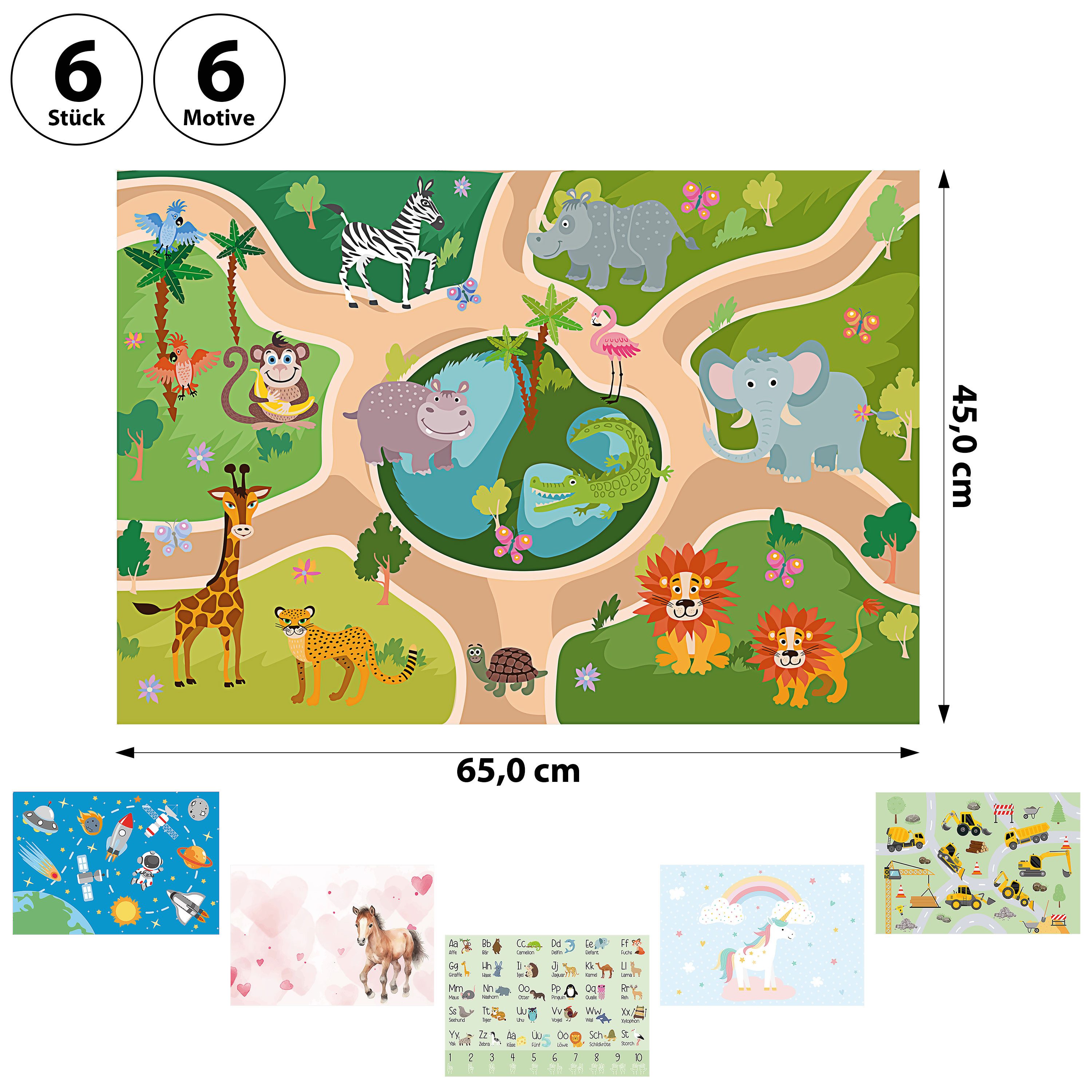 CEPEWA Schreibtischunterlage Schreibtischunterlage 6er Set Kindermotive 65x45cm Kunststoff bunt