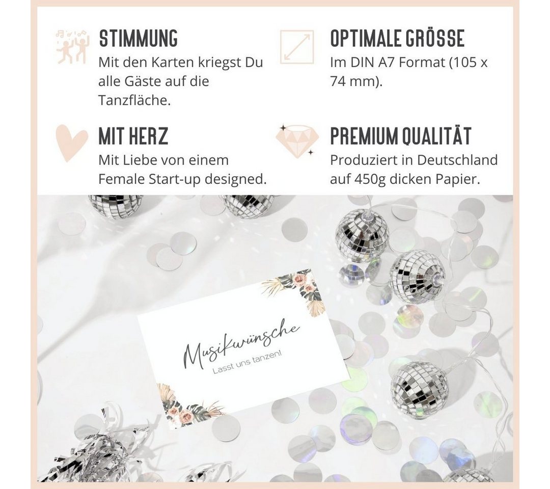 Thumbnail - Things of Happiness Grußkarten 25 Musikwunschkarten Hochzeit Party Feier Geburtstag Fest, Musikkarten, Musikwünsche, Par...