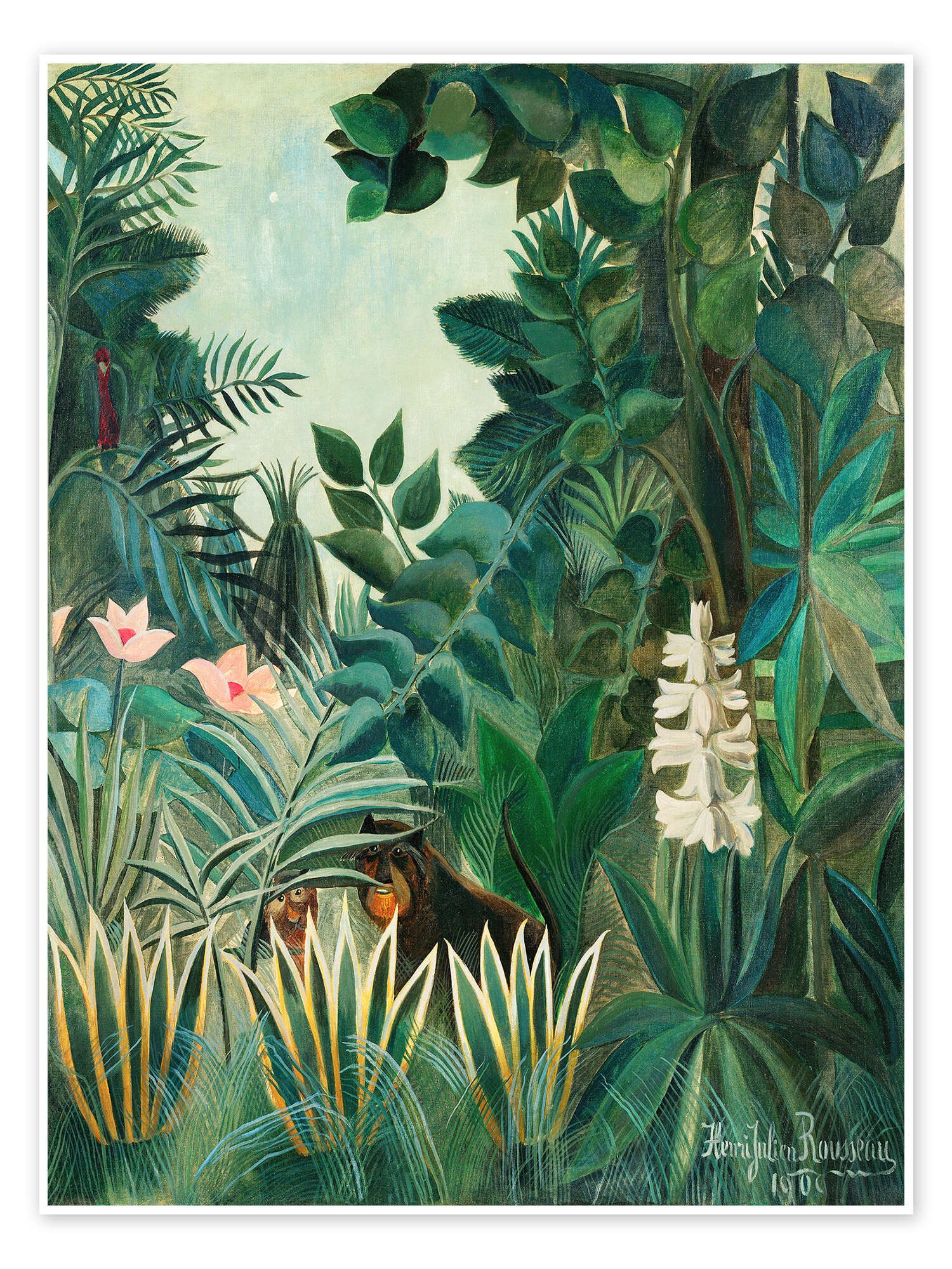 Posterlounge Poster Henri Rousseau, Der äquatoriale Dschungel (Detail), Wohnzimmer Malerei