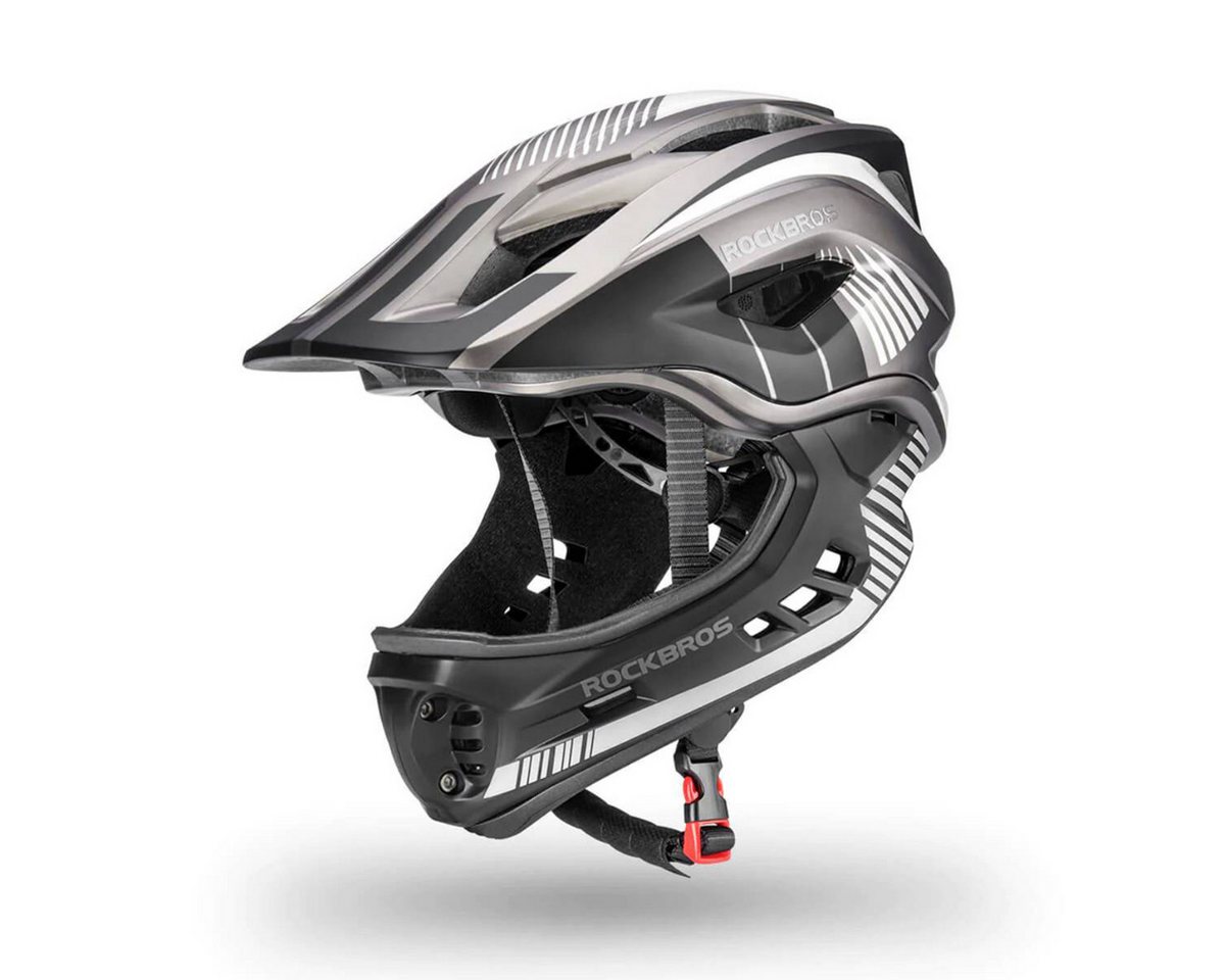 ROCKBROS Kinderfahrradhelm TT-32 (Fahrradhelm Set, Kinderhelm Set mit Kinnschutz), Kinderhelm mit abnehmbarem Fullface Kinnschutz