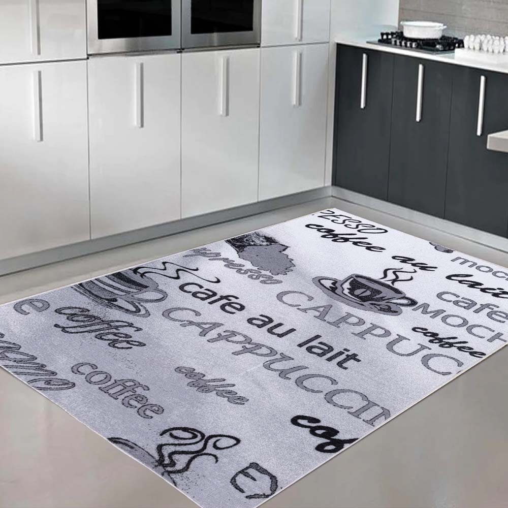 Teppich Carpetilla Küchenteppich, grau, Küche Kaffeeteppich, mm, Cappuccino-Muster, Carpetilla, 6 Höhe: Rechtekig