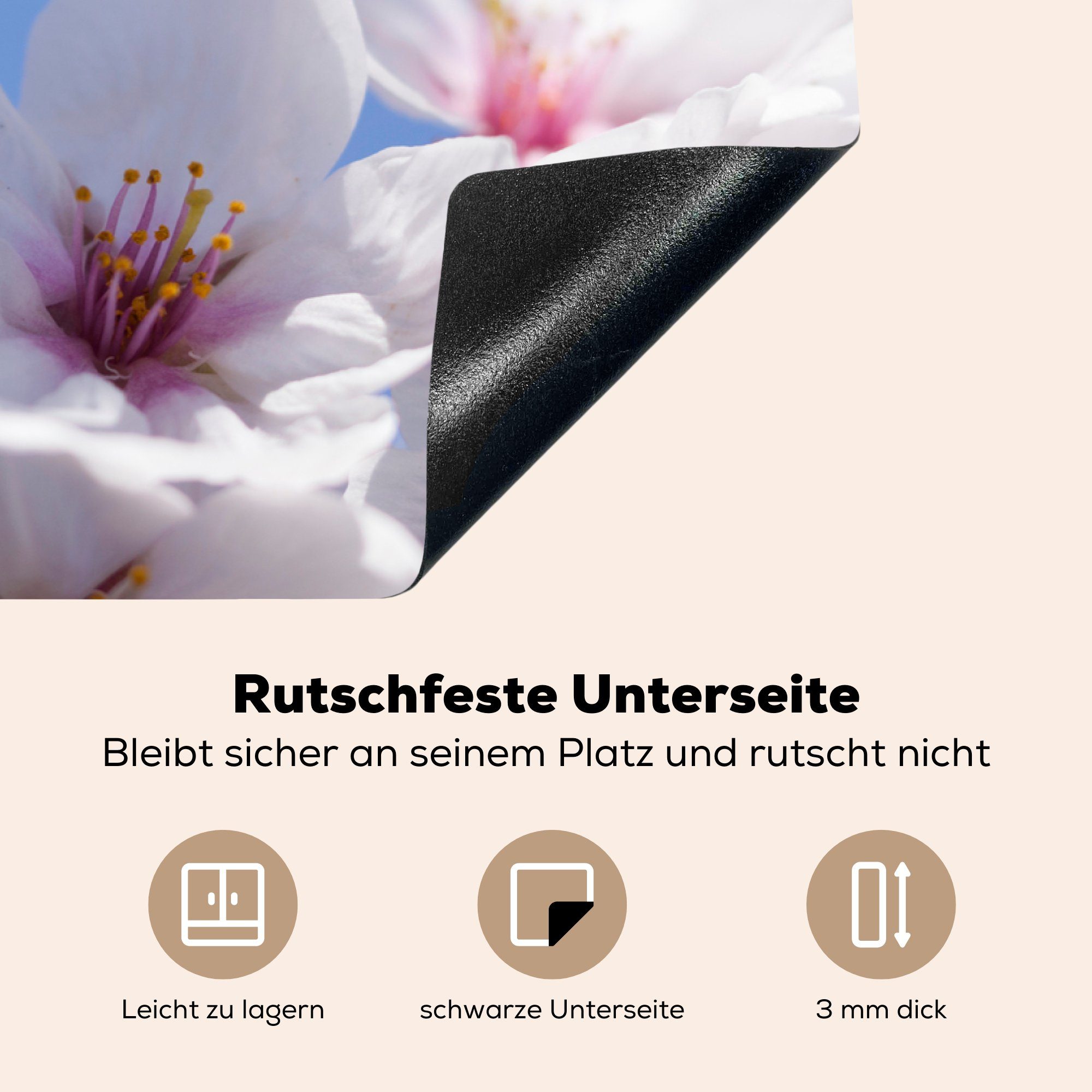 MuchoWow Frühling, - Blüte (1 Schutz Vinyl, Herdblende-/Abdeckplatte küche, Induktionskochfeld die Ceranfeldabdeckung cm, 81x52 für tlg), - Blumen