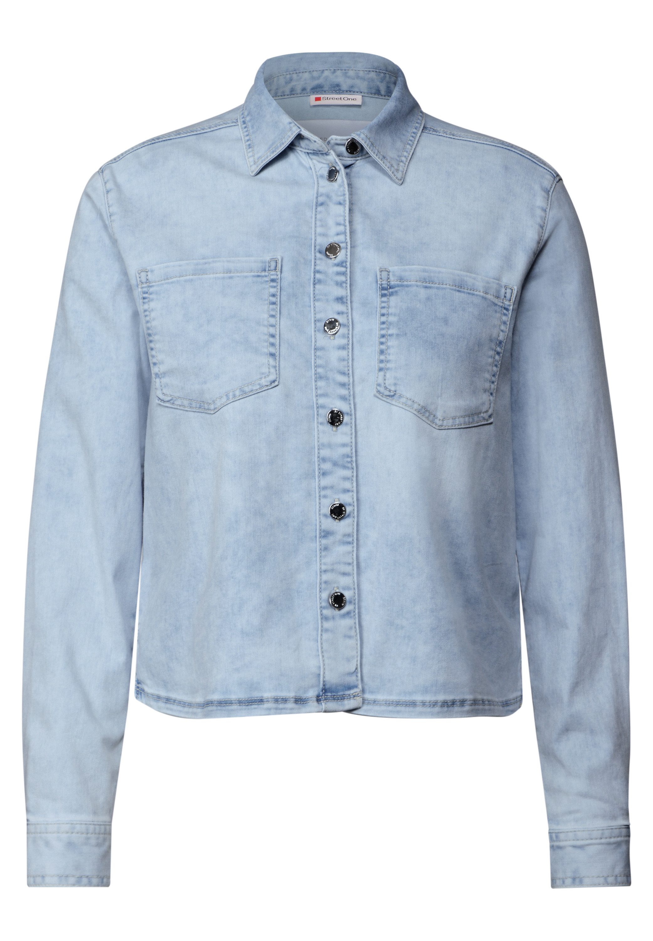 STREET ONE Klassische Bluse Denim Hemdbluse günstig online kaufen