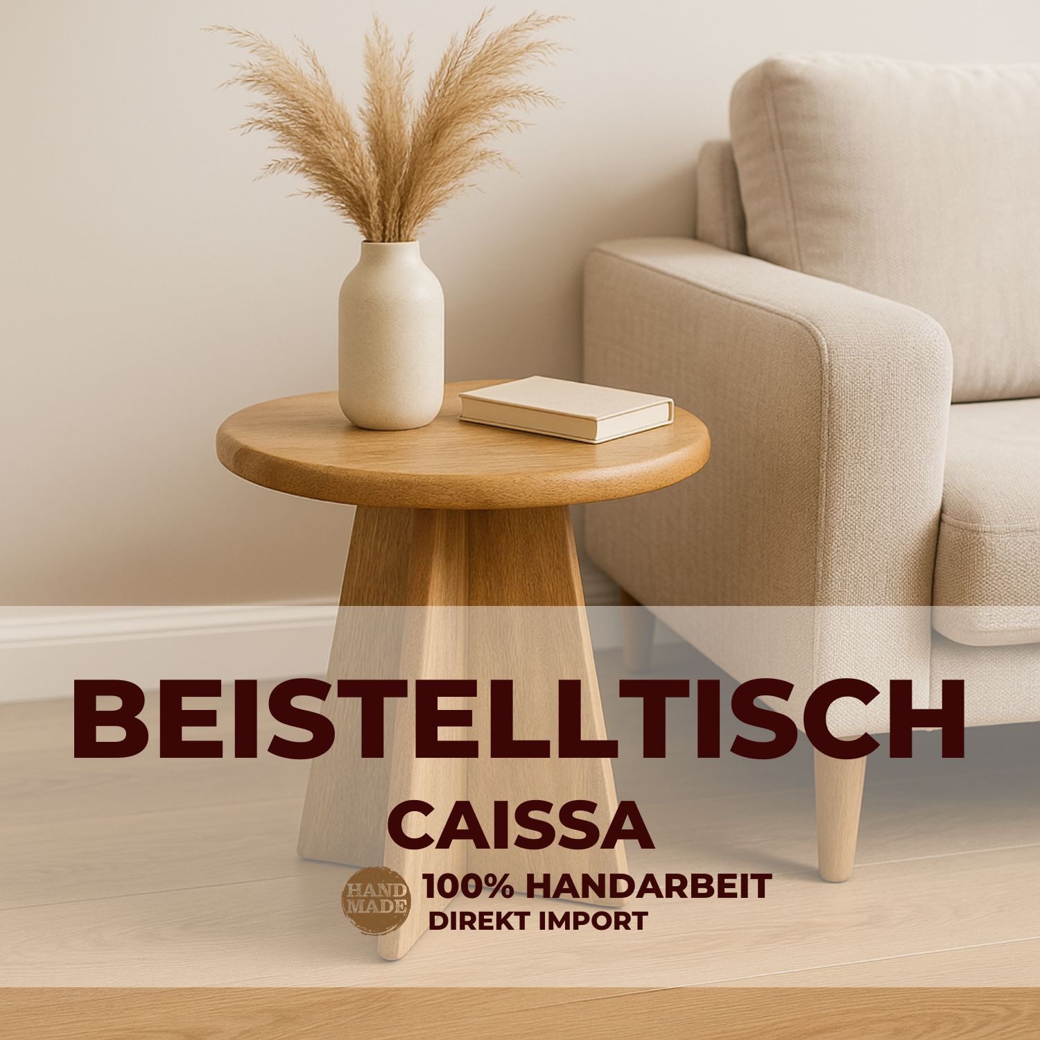 Marrakesch Orient & Mediterran Interior Beistelltisch Beistelltisch Caissa handgefertigt aus Mangoholz in Natur 37 cm modern (1-St), Handarbeit