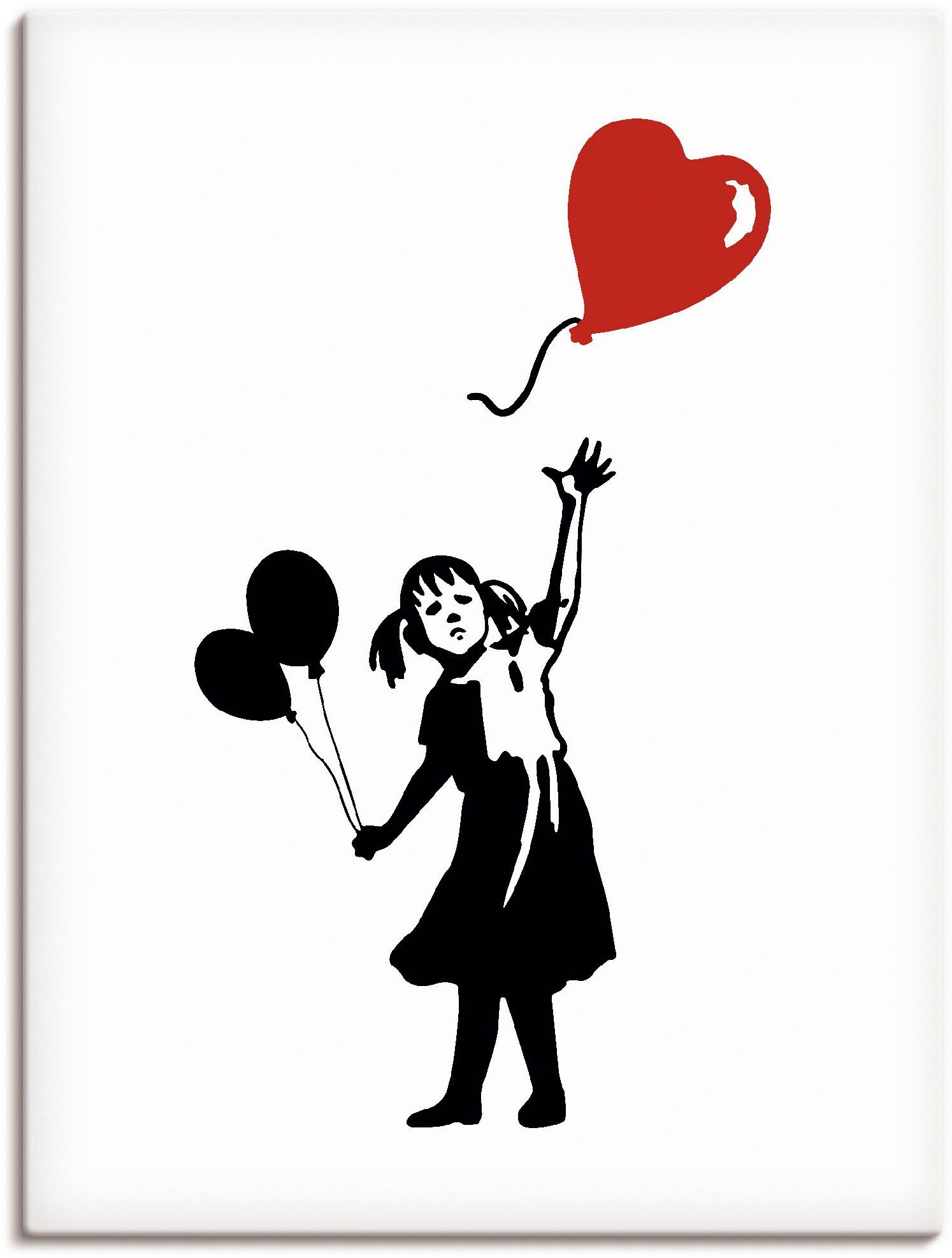 Artland Leinwandbild Silhouette Mädchen Ballon Herz, Bilder von Kindern (1 St), auf Holzrahmen gespannt