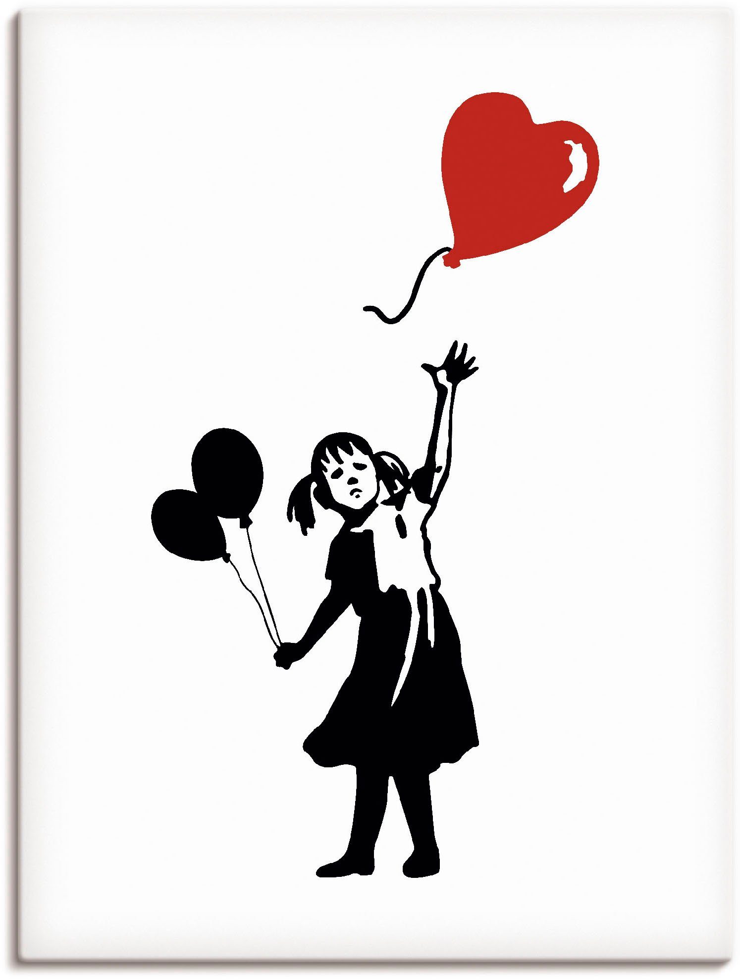 oder Poster Größen Ballon von Bilder St), versch. Wandbild (1 als in Alubild, Herz, Leinwandbild, Kindern Artland Wandaufkleber Mädchen Silhouette
