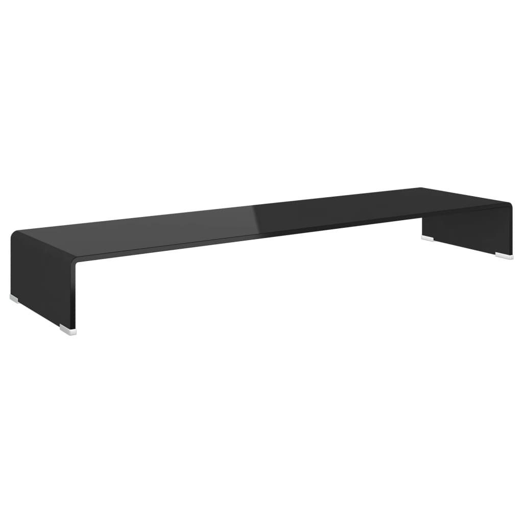 furnicato TV-Aufsatz TV-Tisch/Bildschirmerhöhung Glas Schwarz 110x30x13 günstig online kaufen