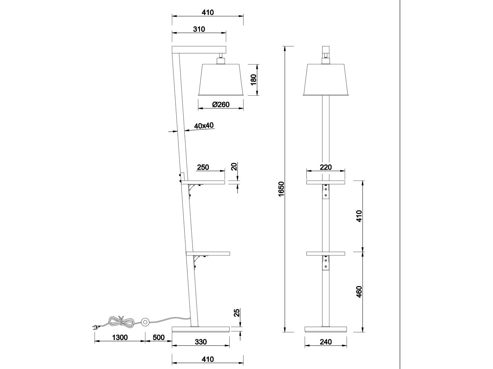 LED wechselbar, groß-e mit meineWunschleuchte Dimmfunktion, Stehlampe, Industrial 165cm Holz-lampe Vintage Warmweiß, LED Ablage-Tisch, Höhe