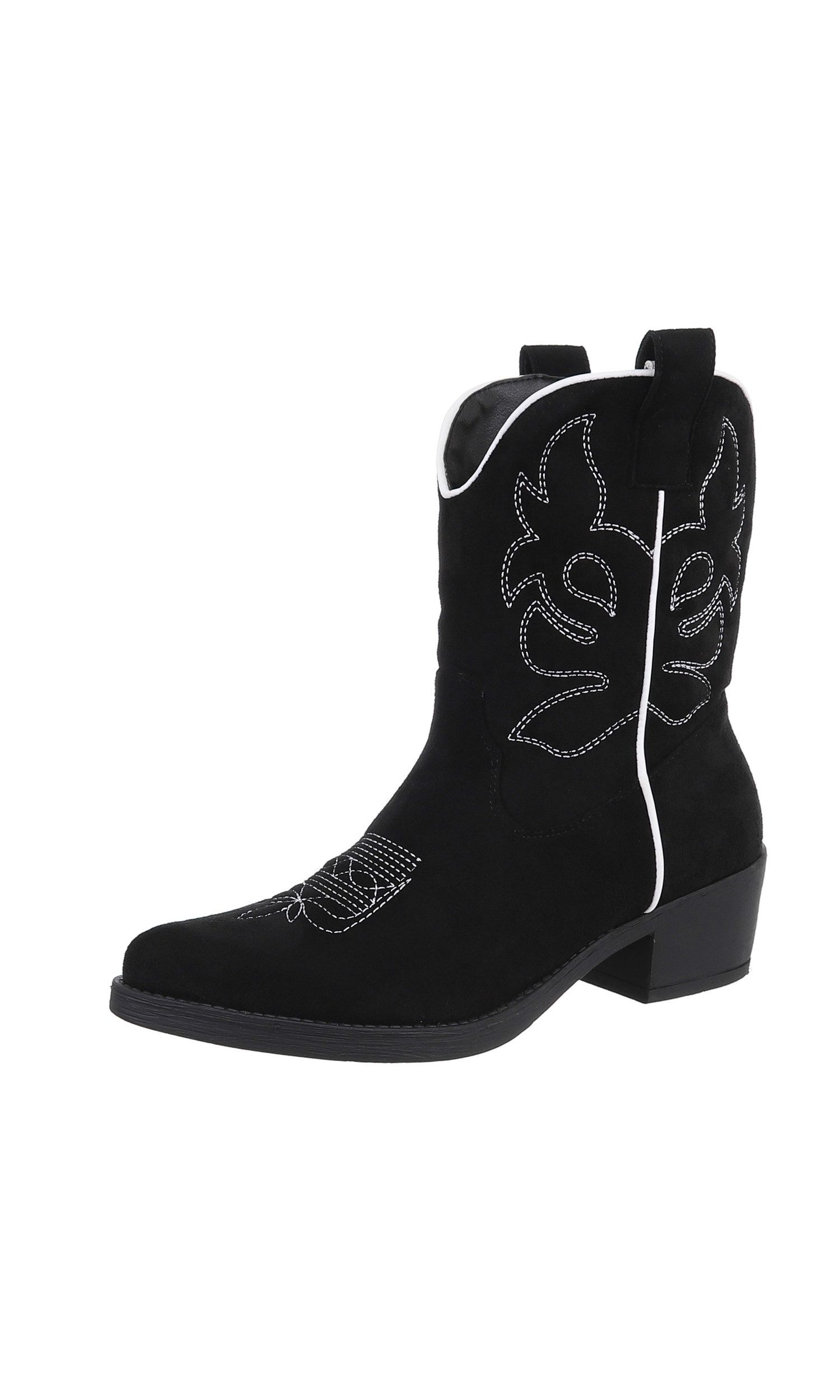 Ital-Design Damen Cowboyboots Western Westernstiefelette (83592454) Blockabsatz Western- & Bikerboots in Schwarz – Bild 5 von 5