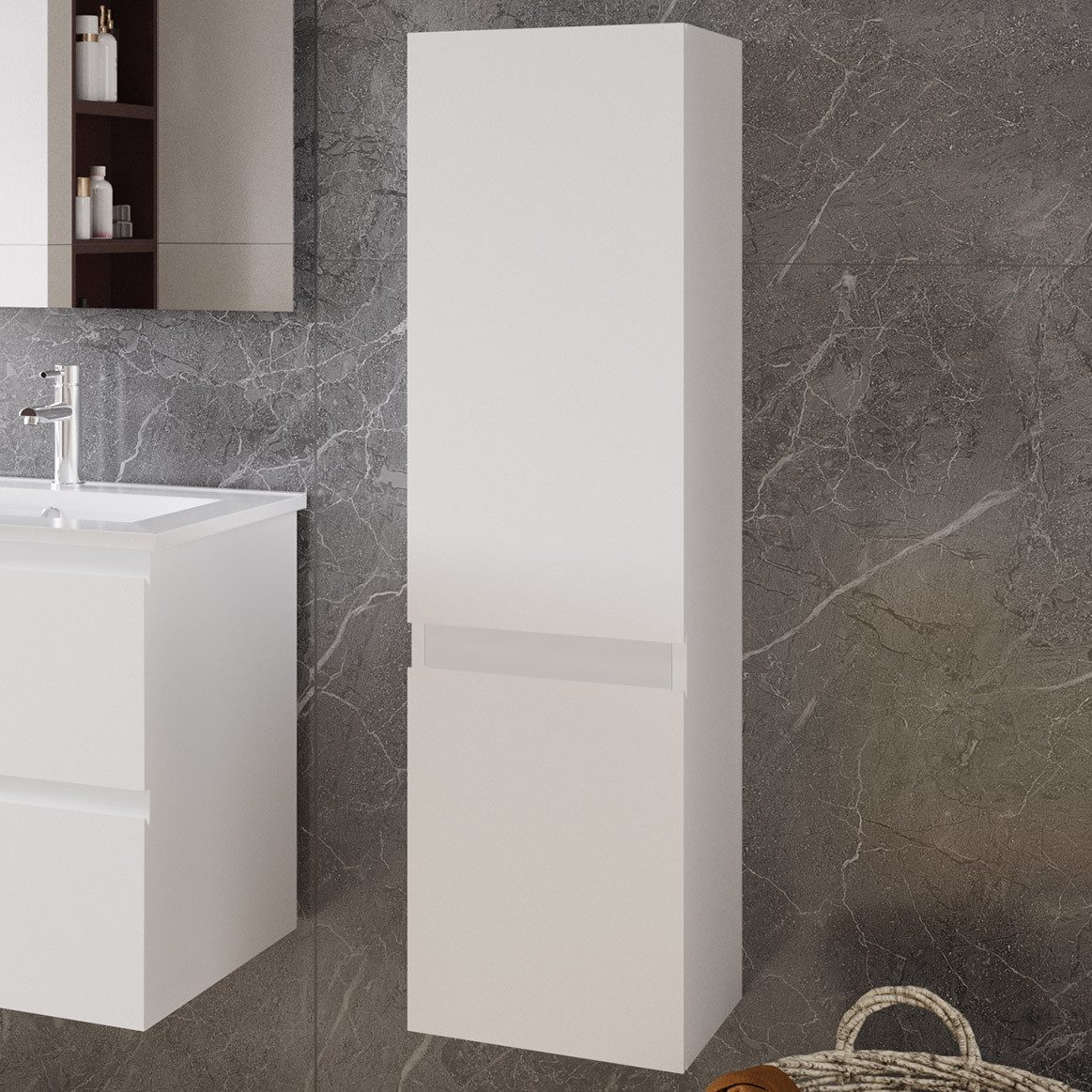 duschspa Waschtisch Waschbecken mit Unterschrank Badmöbel Set Badschrank Waschplatz, Hochglanz, 50-120cm