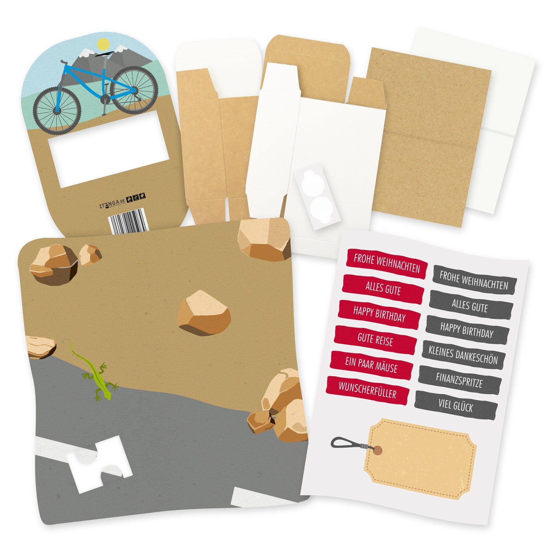 itenga Grußkarten mit modern Geldgeschenkverpackung (Motiv 59) itenga Bodenplatt Fahrrad