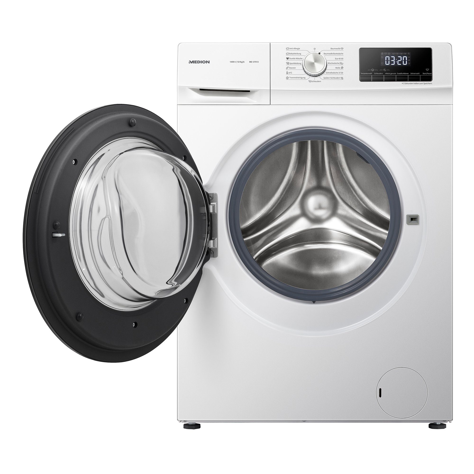 Medion® Waschmaschine MD 37513, 12 U/min, Timerfunktion, kg, Waschprogramme 1400 15 Wäschenachlegen