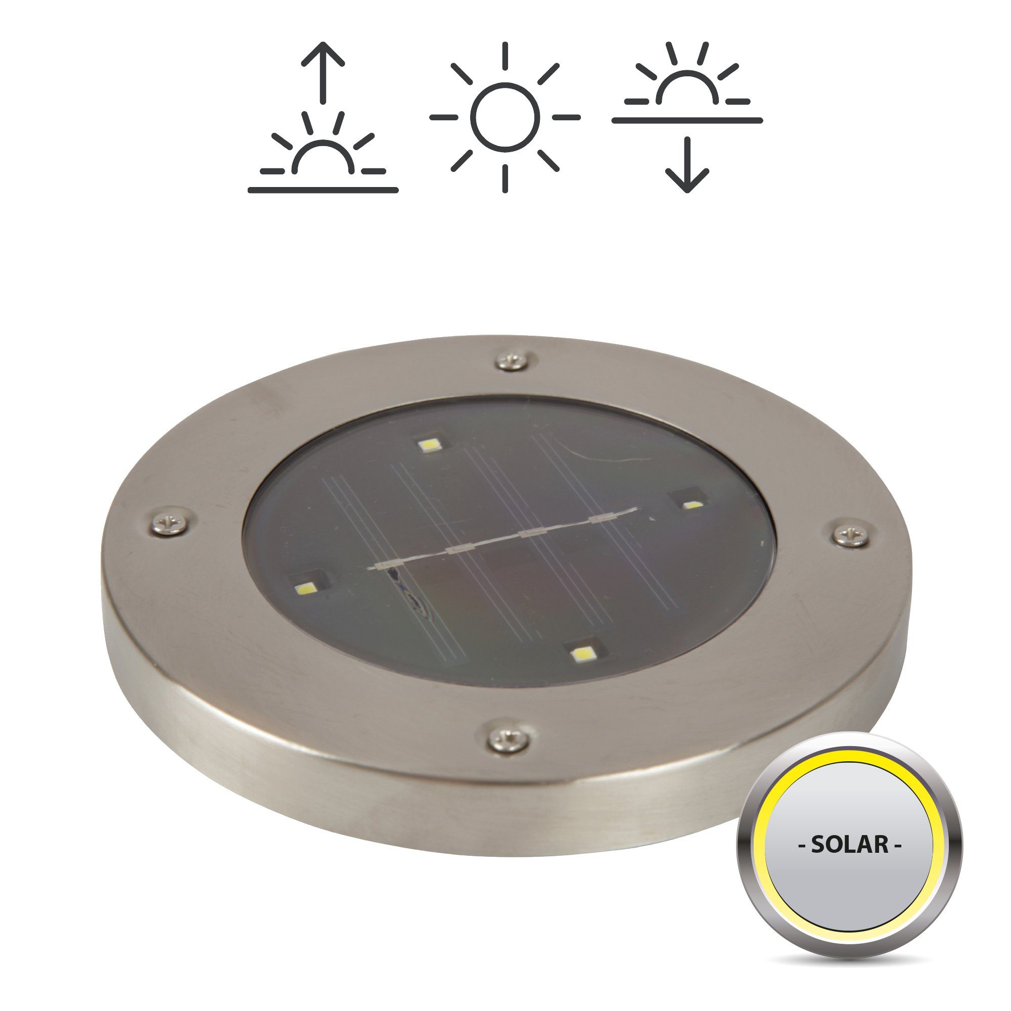 Bodenstrahler kaltweißK, Grundig Solar LED Outdoor wasserdicht Solarleuchte IP65, fest - integriert, Solarlicht LED Gartenleuchte