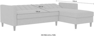 Dorel Home Ecksofa Celine, mit Bett-Funktion und Stauraum. Recamiere beidseitig montierbar