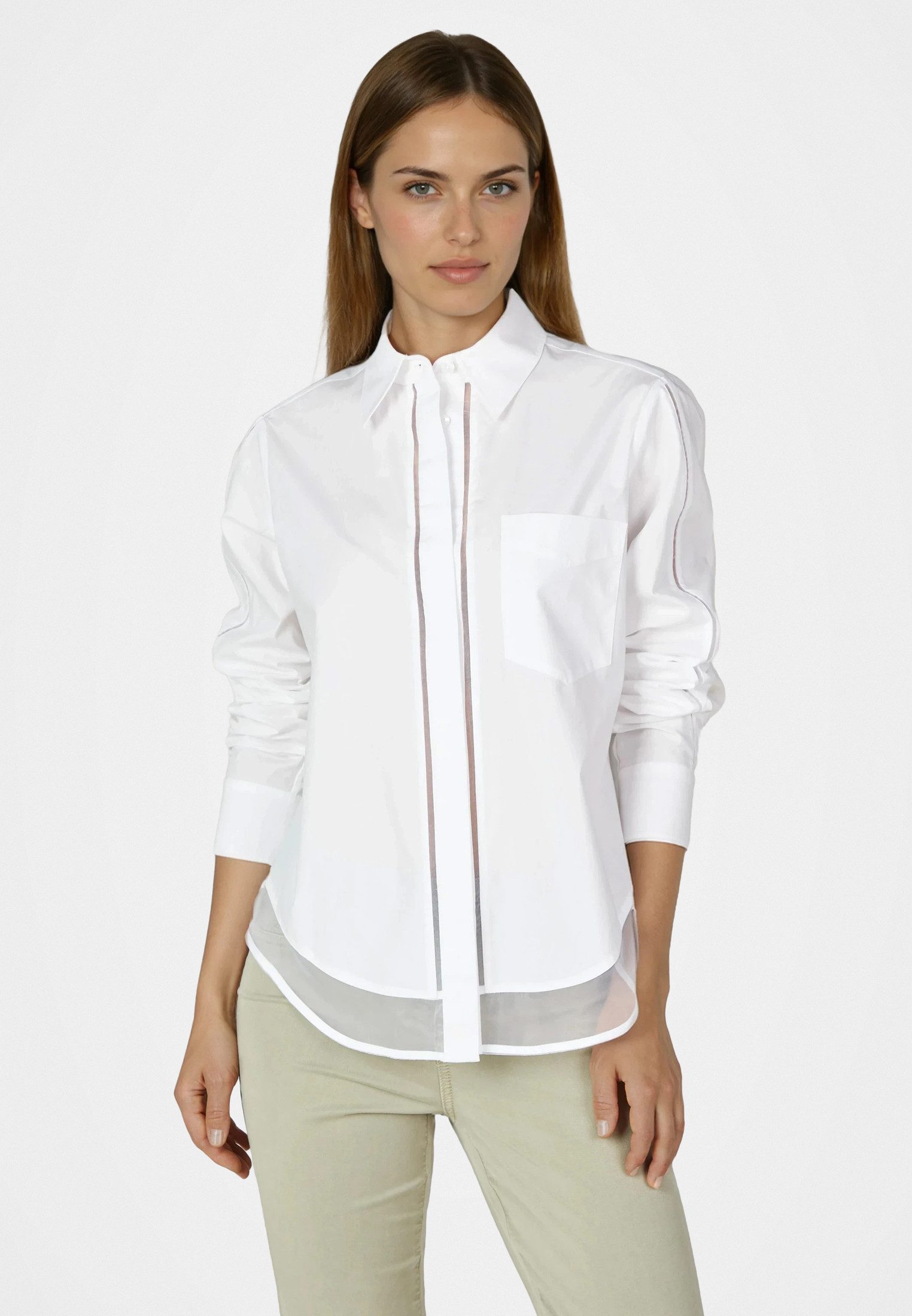 MARC AUREL Hemdbluse mit transparenten Einsätzen