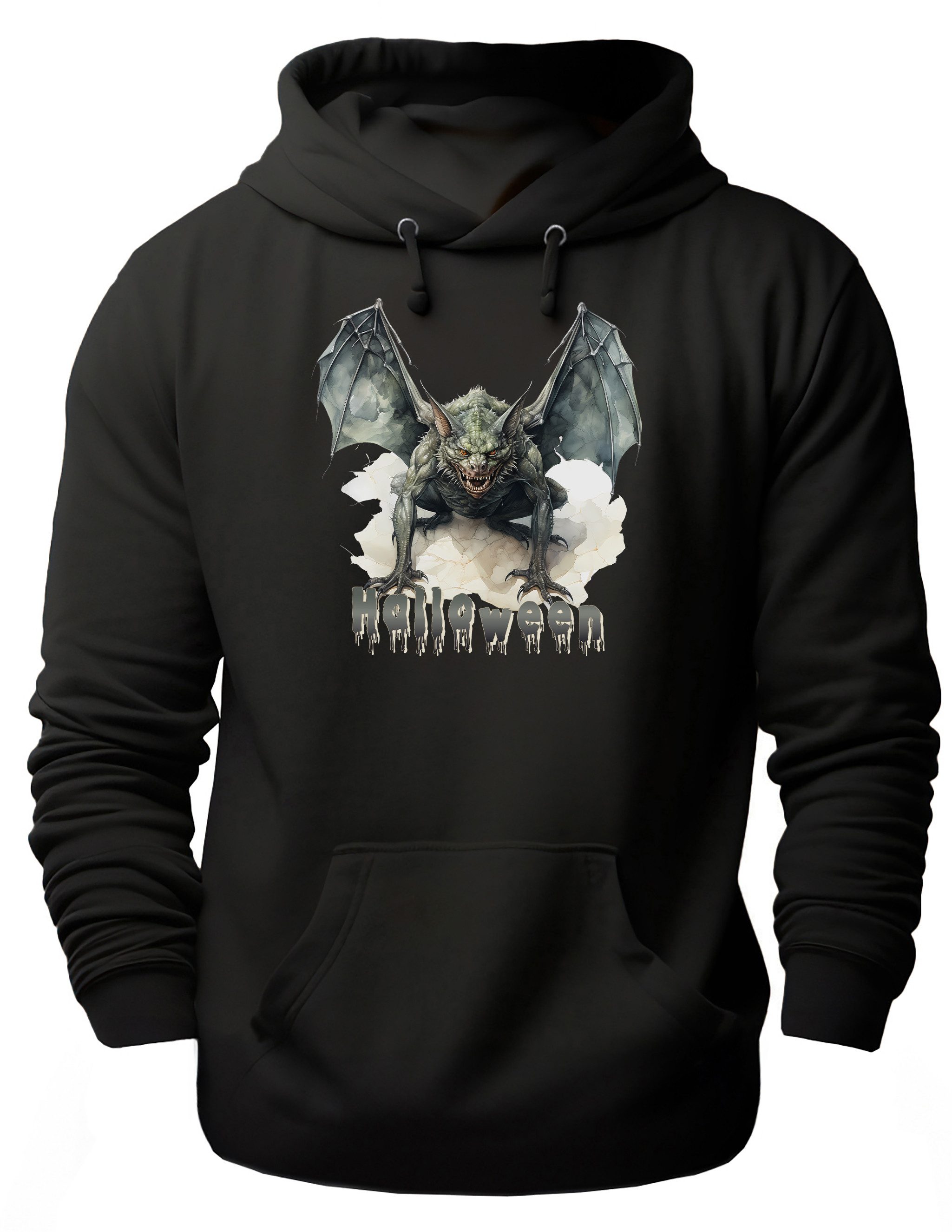 MyDesign24 Hoodie Halloween Kapuzen Pulli - Fledermaus Kreatur Herren und Damen Kapuzensweater - Halloween Hoodie i394