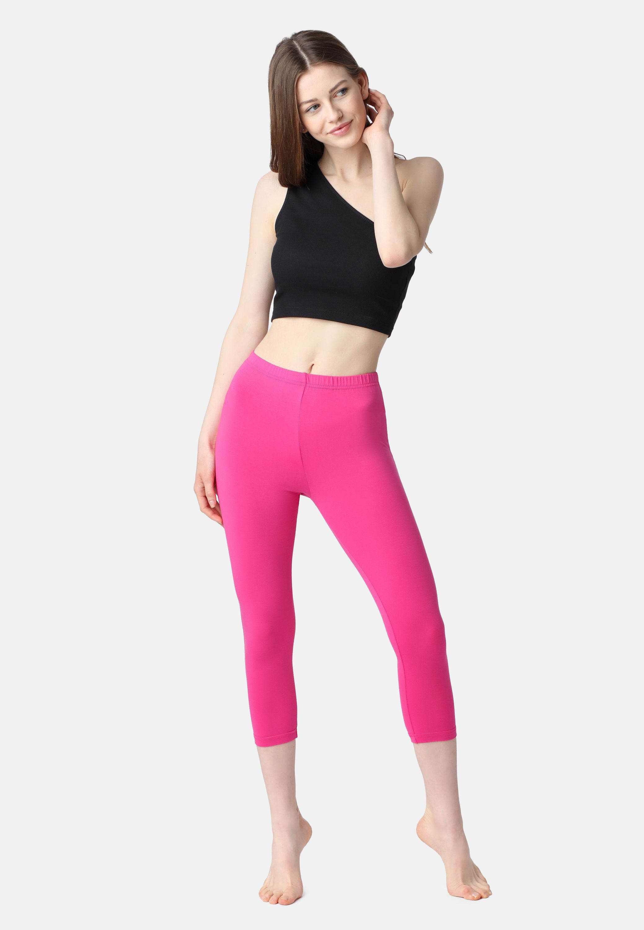 Bellivalini Leggings Damen 3/4 Capri Leggings aus Baumwolle BLV50-199 (1-tlg) elastischer Bund