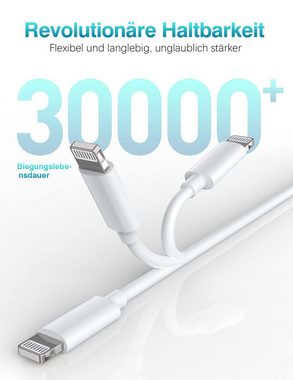 Elegear iPhone 14/13/12 Ladekabel, 2M 3PCS Lightningkabel Smartphone-Kabel, (200 cm), 3Pack 2m weiß