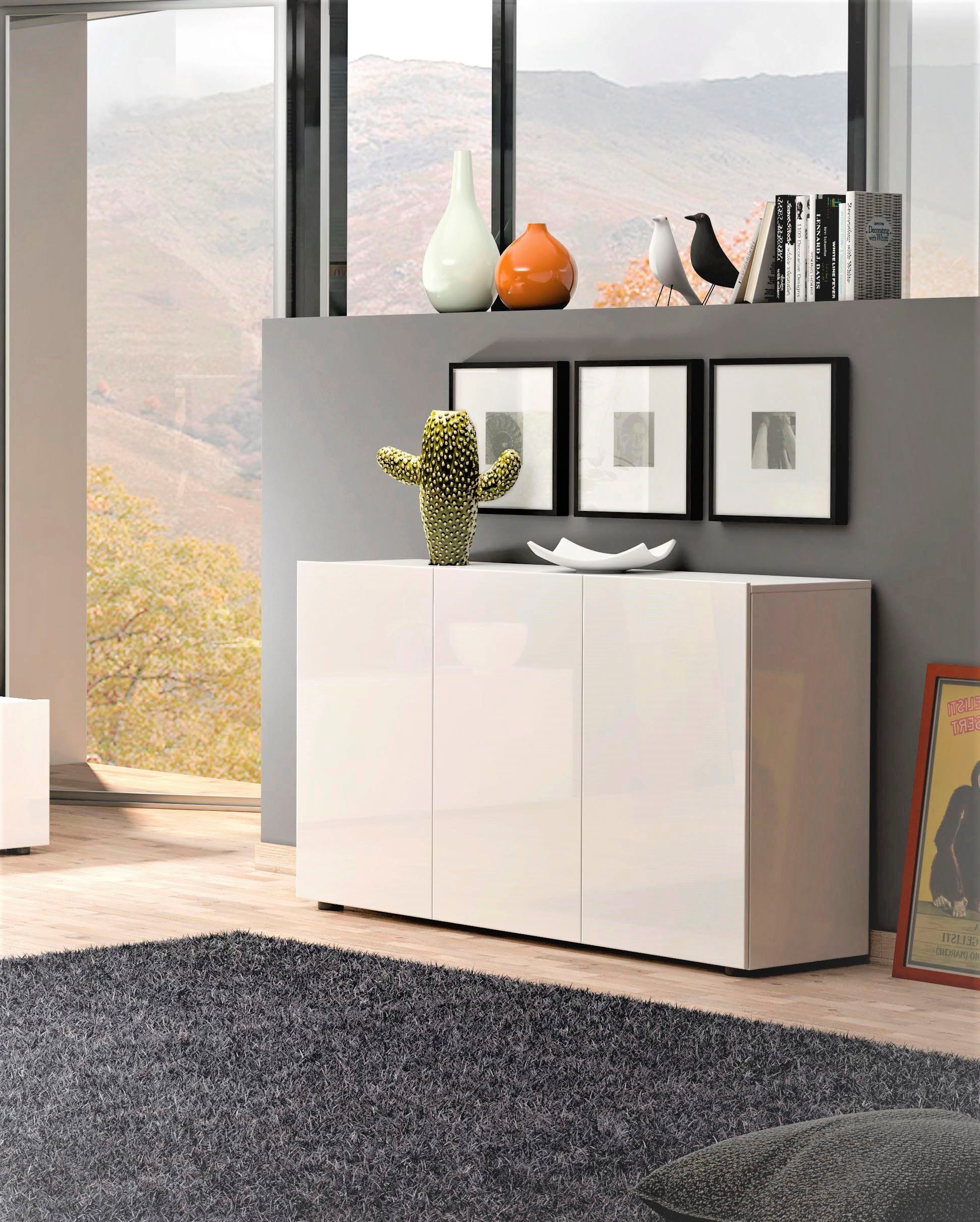 INOSIGN Sideboard MISTER, Sideboard,Kommode, Anrichte, mit 4 geräumigen Fächern, Kommode, komplett Hochglanz lackiert, Breite 135cm