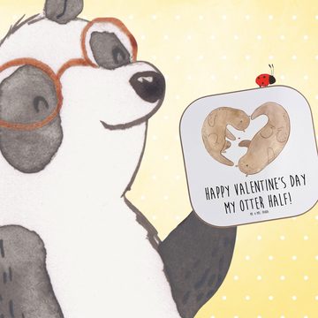 Mr. & Mrs. Panda Getränkeuntersetzer Otter Valentine - Weiß - Geschenk, Ehemann, Glasuntersetzer, Unterset, 1-tlg., Liebevolle Motive