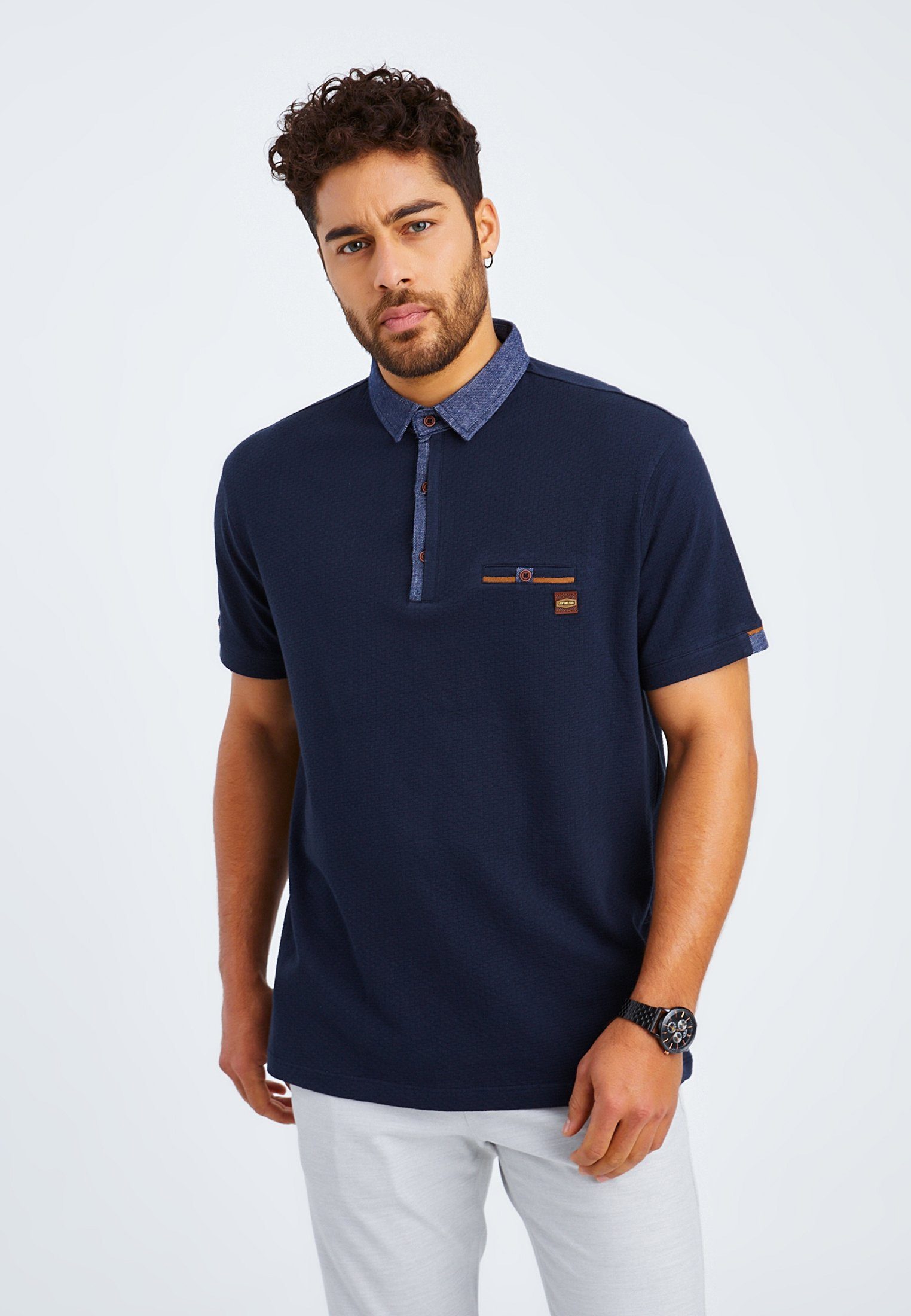 Poloshirt LN-55525 Polo Leif Nelson Herren blau T-Shirt