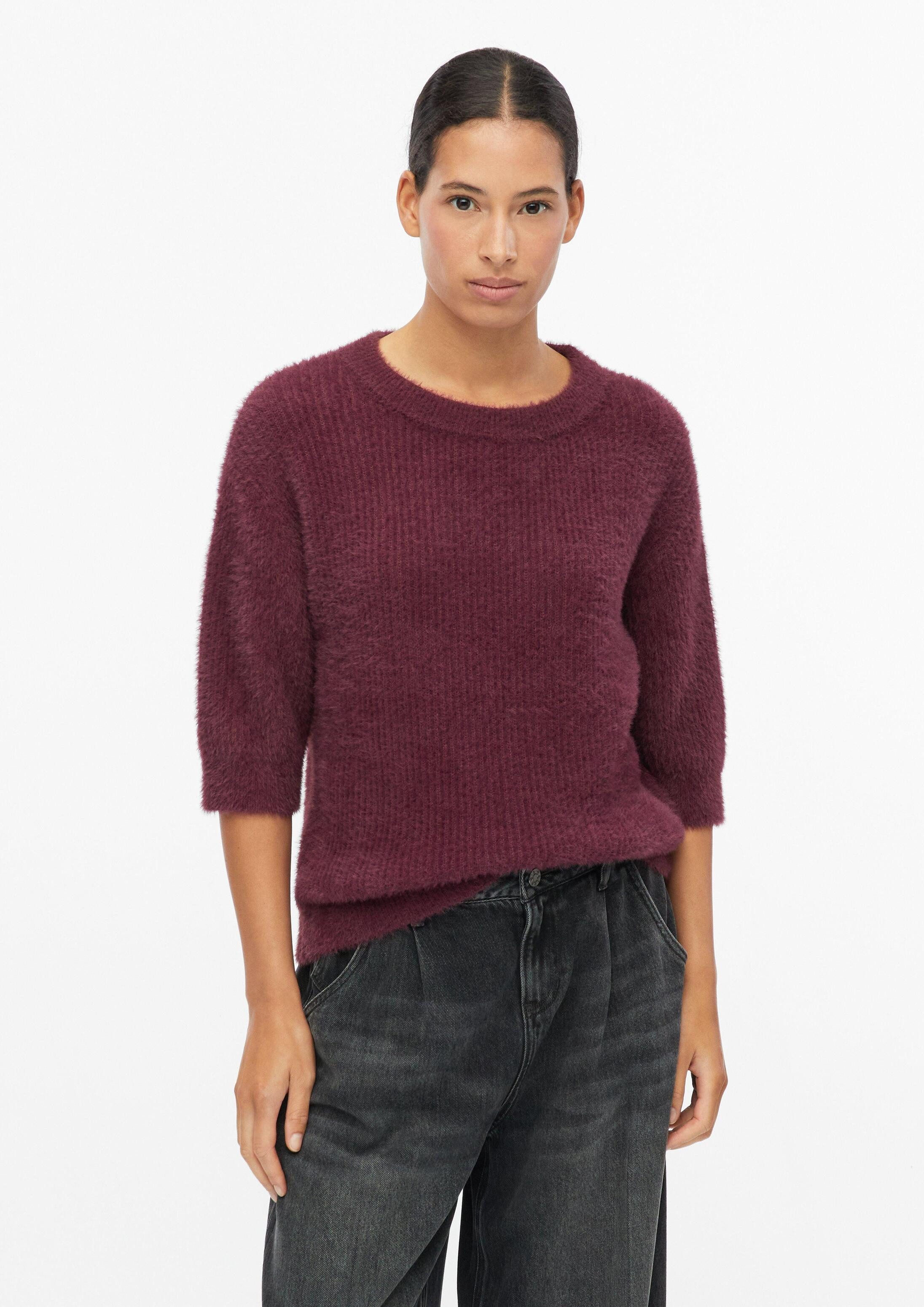 s.Oliver Kurzarmpullover Strickpullover Weicher Strickpullover mit Effektgarn