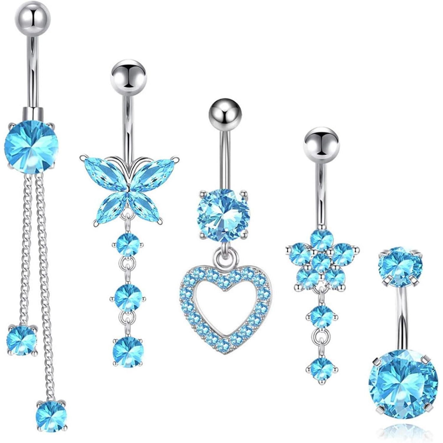 Bipl Bauchnabelpiercing Bauchnabelpiercing Set 5X-Blau günstig online kaufen